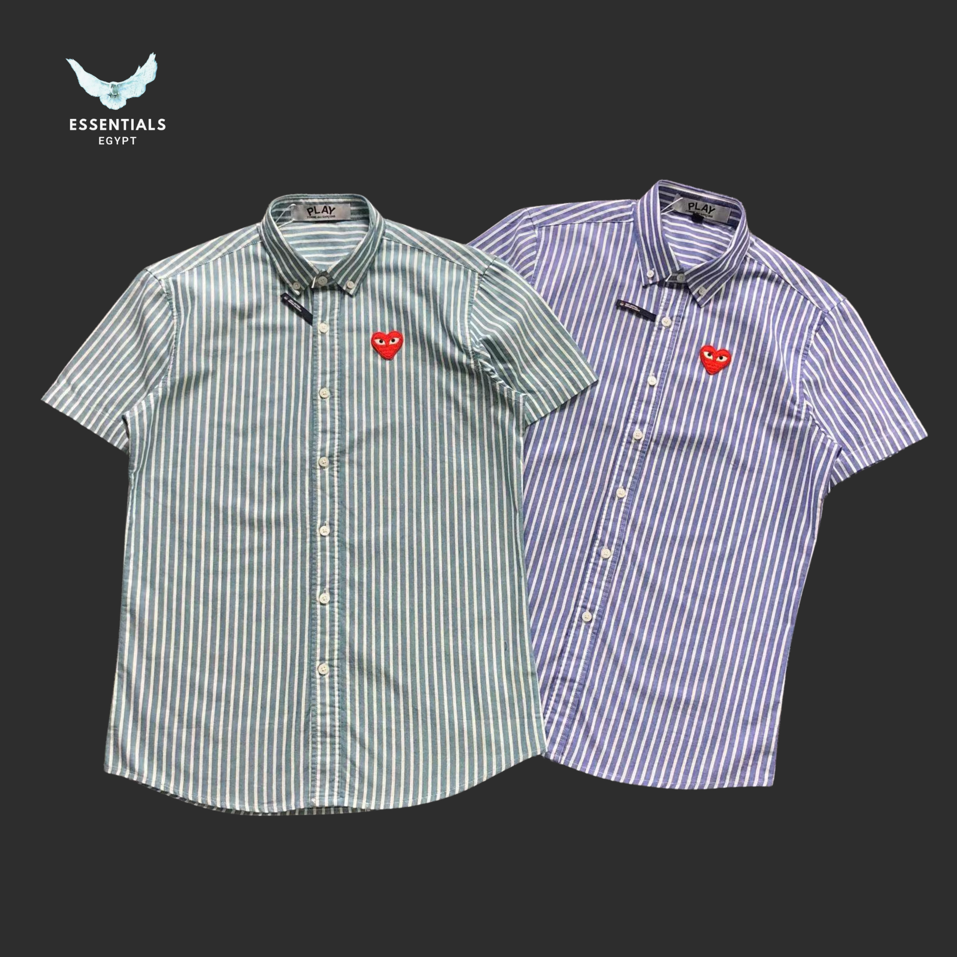 CDG Play Shirt – Striped Red Heart - ESSENTIALS EGYPT