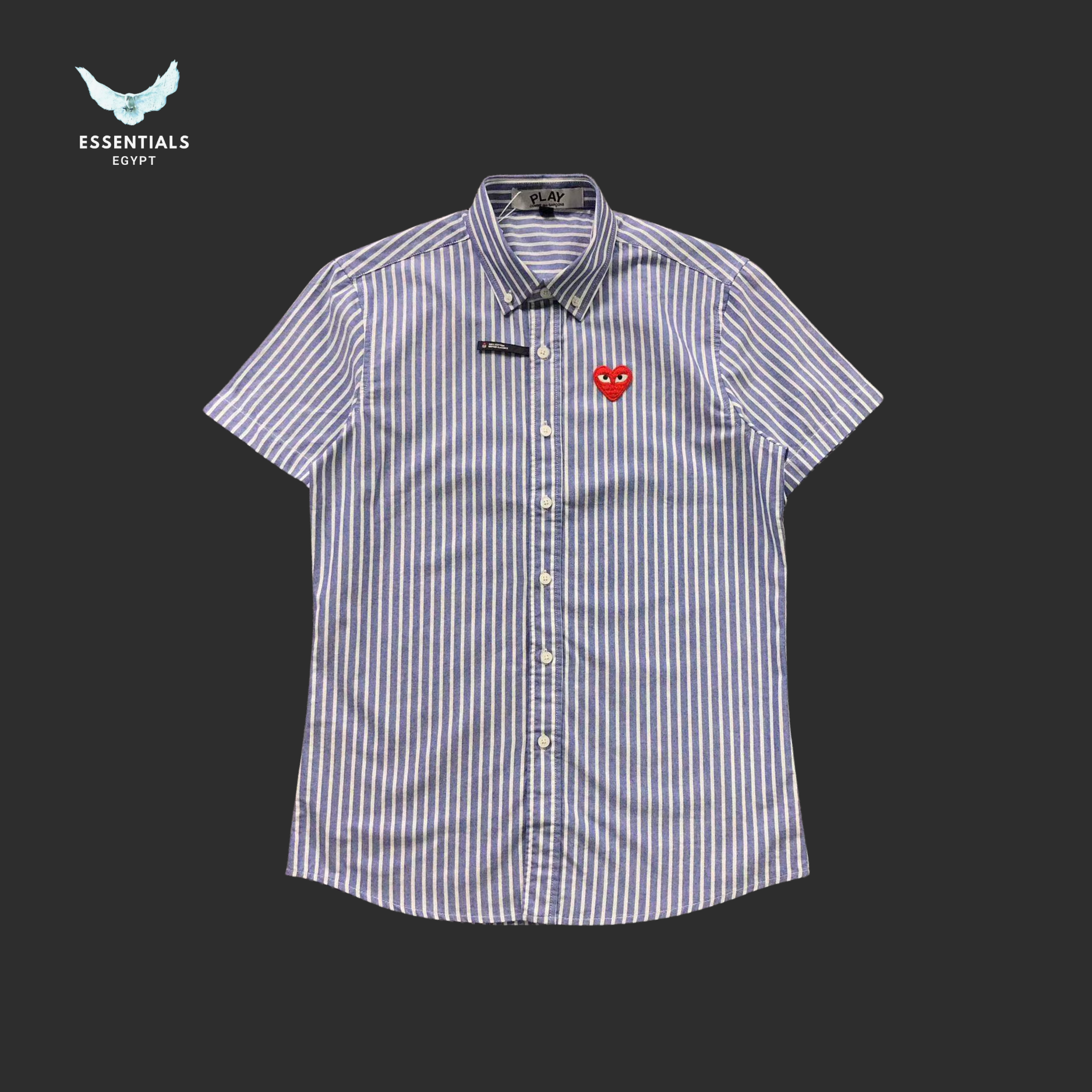 CDG Play Shirt – Striped Red Heart - ESSENTIALS EGYPT
