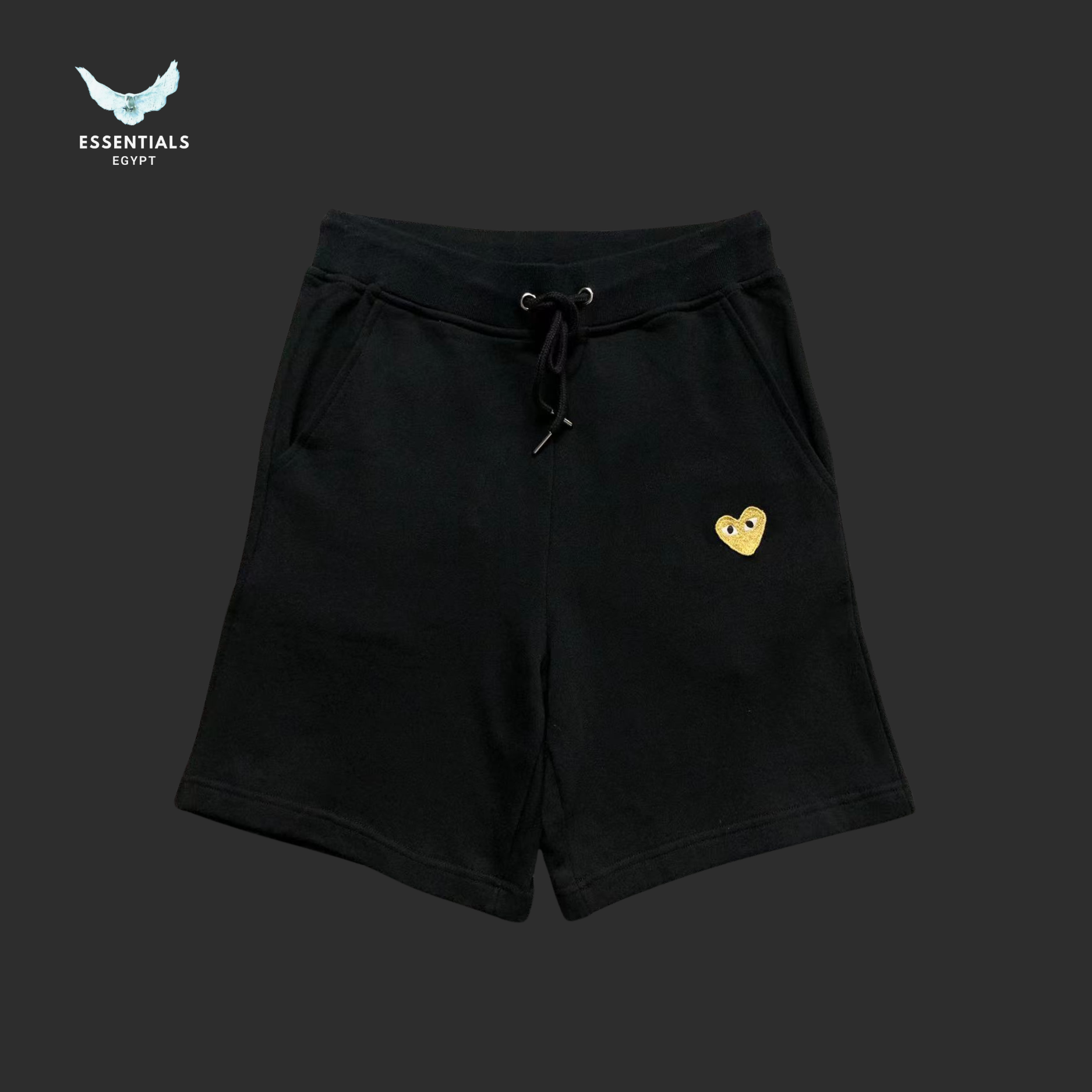 CDG Play Shorts – Gold Heart Logo - ESSENTIALS EGYPT