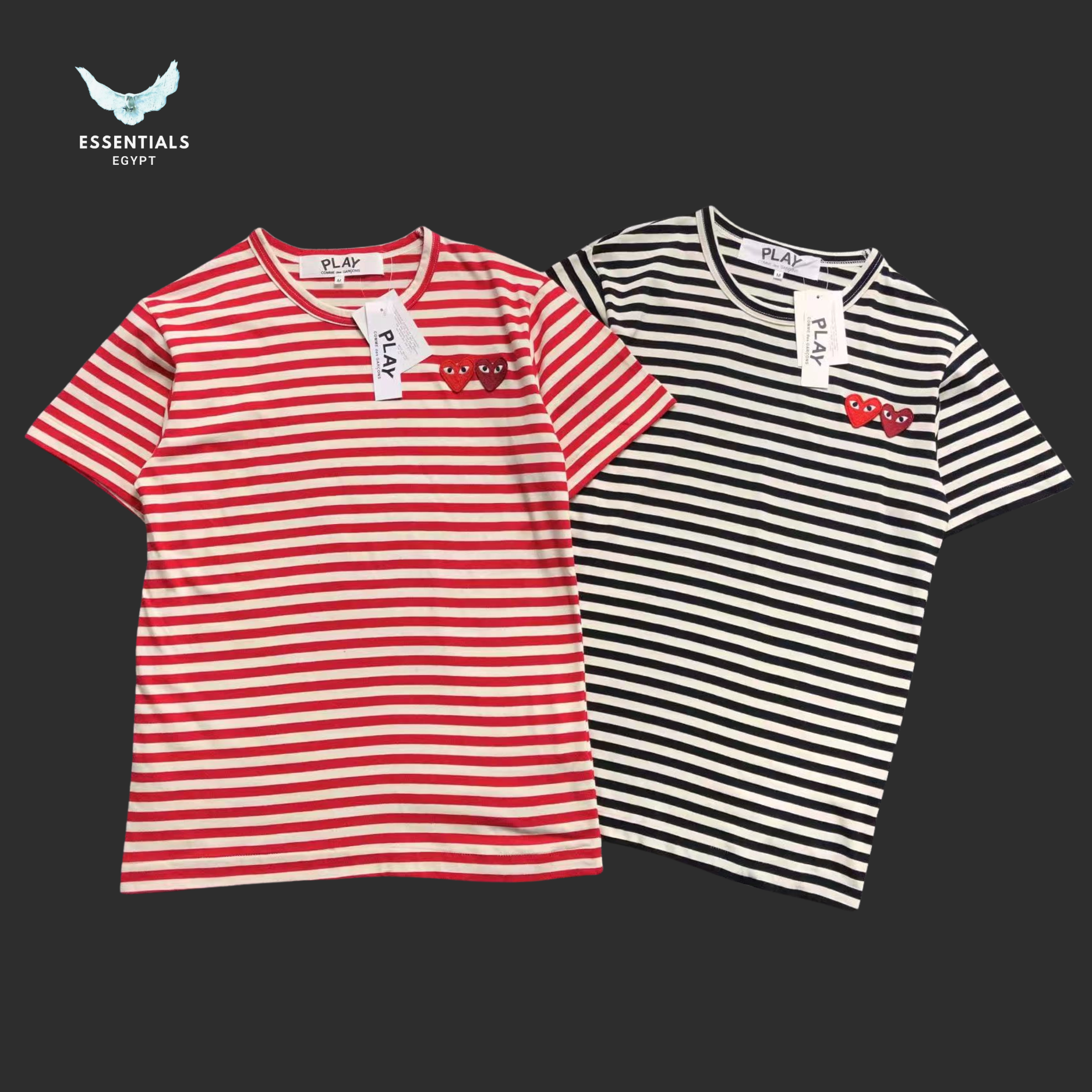 CDG Play T-Shirt – Classic Red Stripe Heart - ESSENTIALS EGYPT