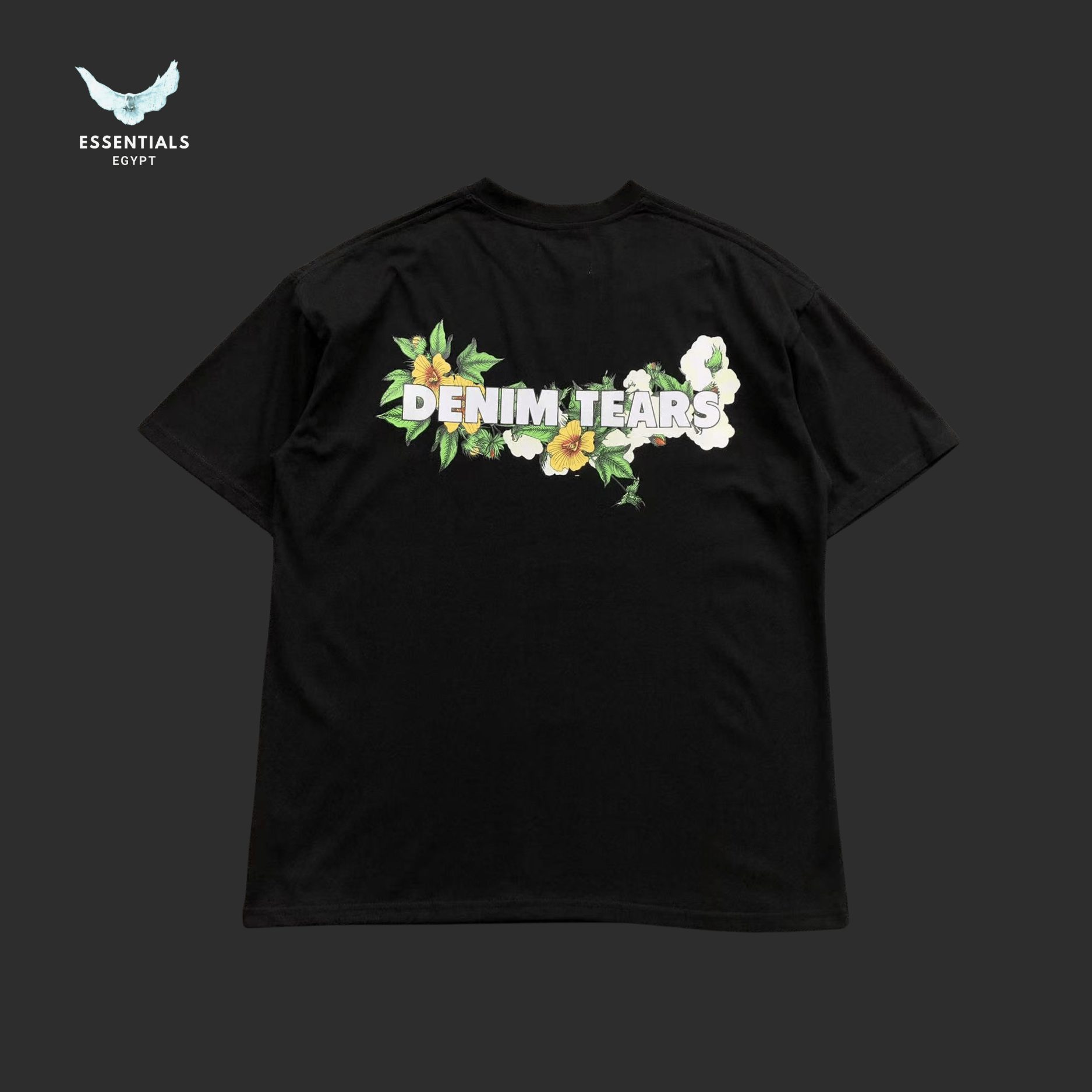 Denim Tears T-Shirt – Floral Logo Graphic - ESSENTIALS EGYPT