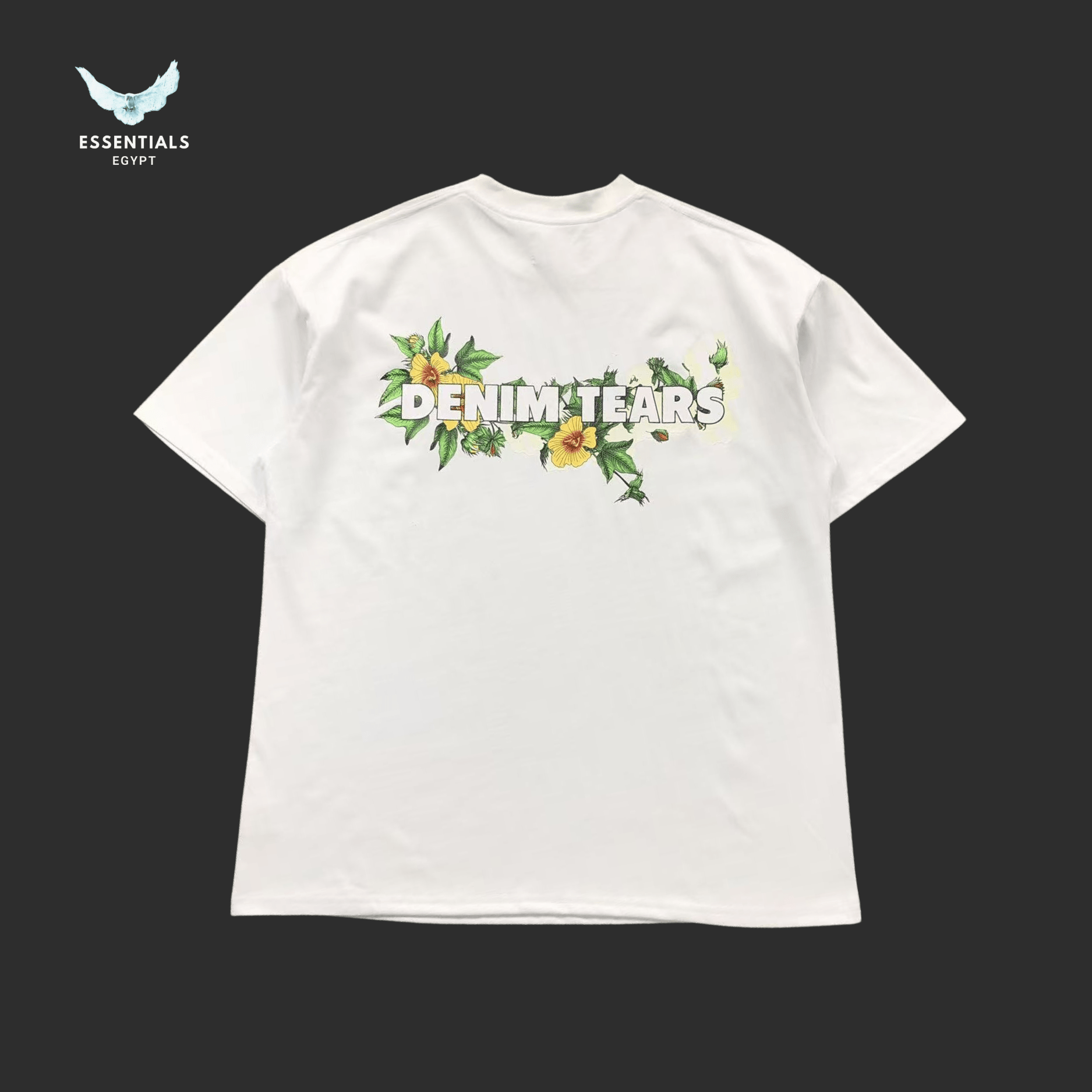 Denim Tears T-Shirt – Floral Logo Graphic - ESSENTIALS EGYPT