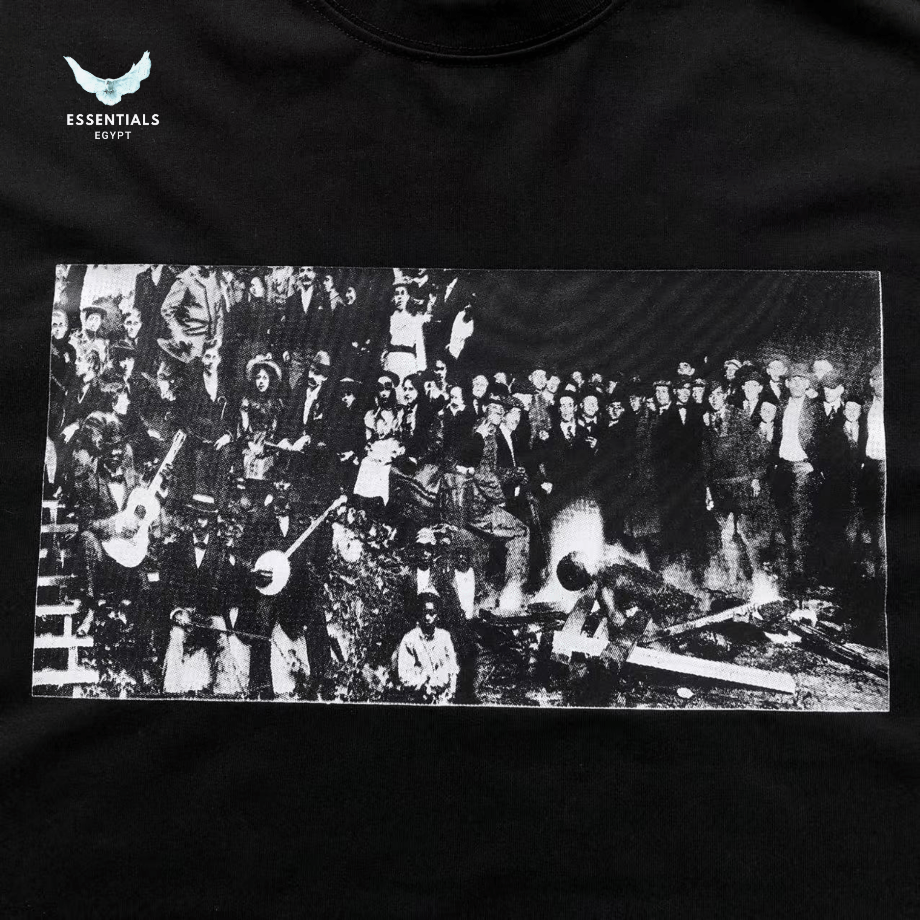 Denim Tears T-Shirt – Black & White Photo Print - ESSENTIALS EGYPT