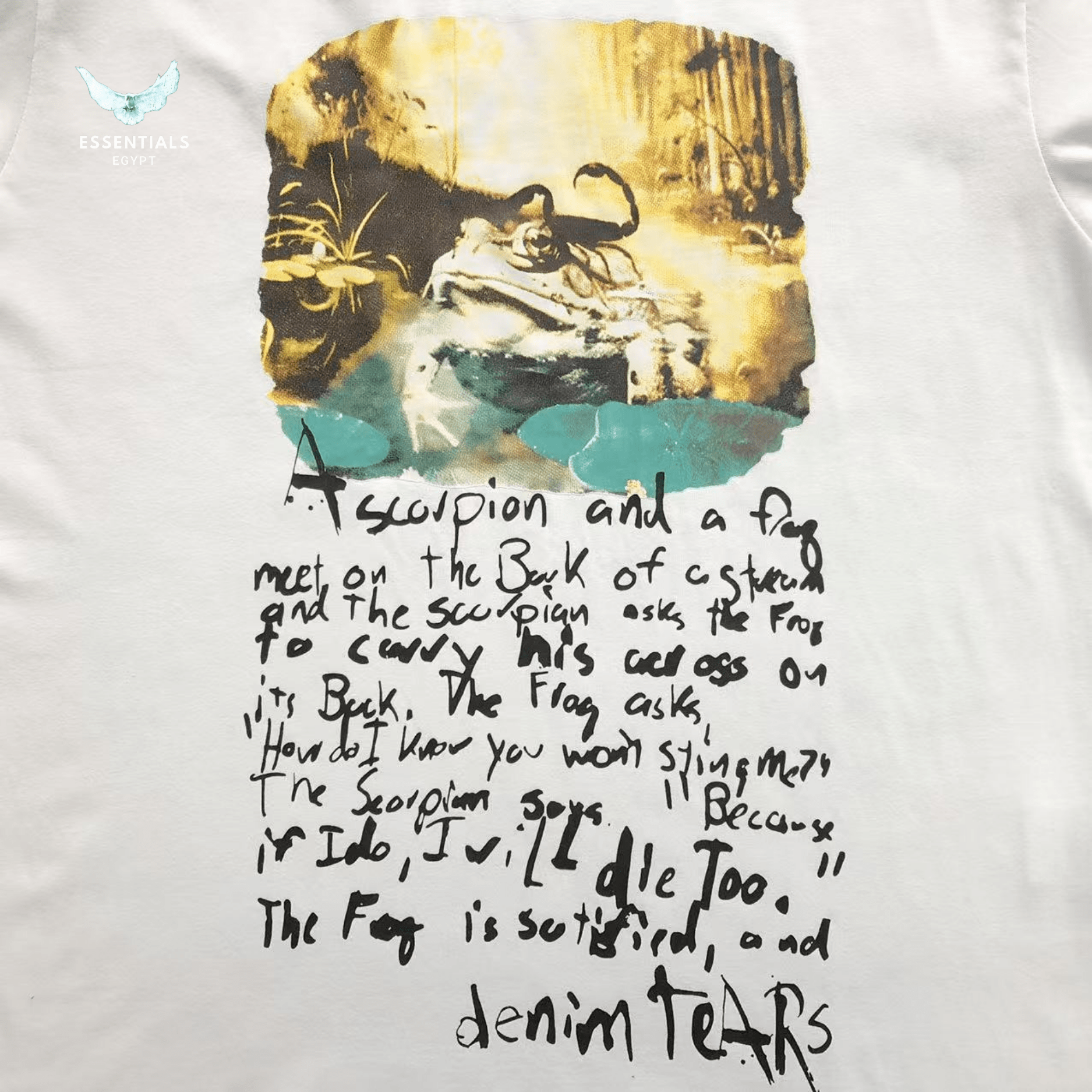 Denim Tears T-Shirt – Handwriting Graphic Print - ESSENTIALS EGYPT