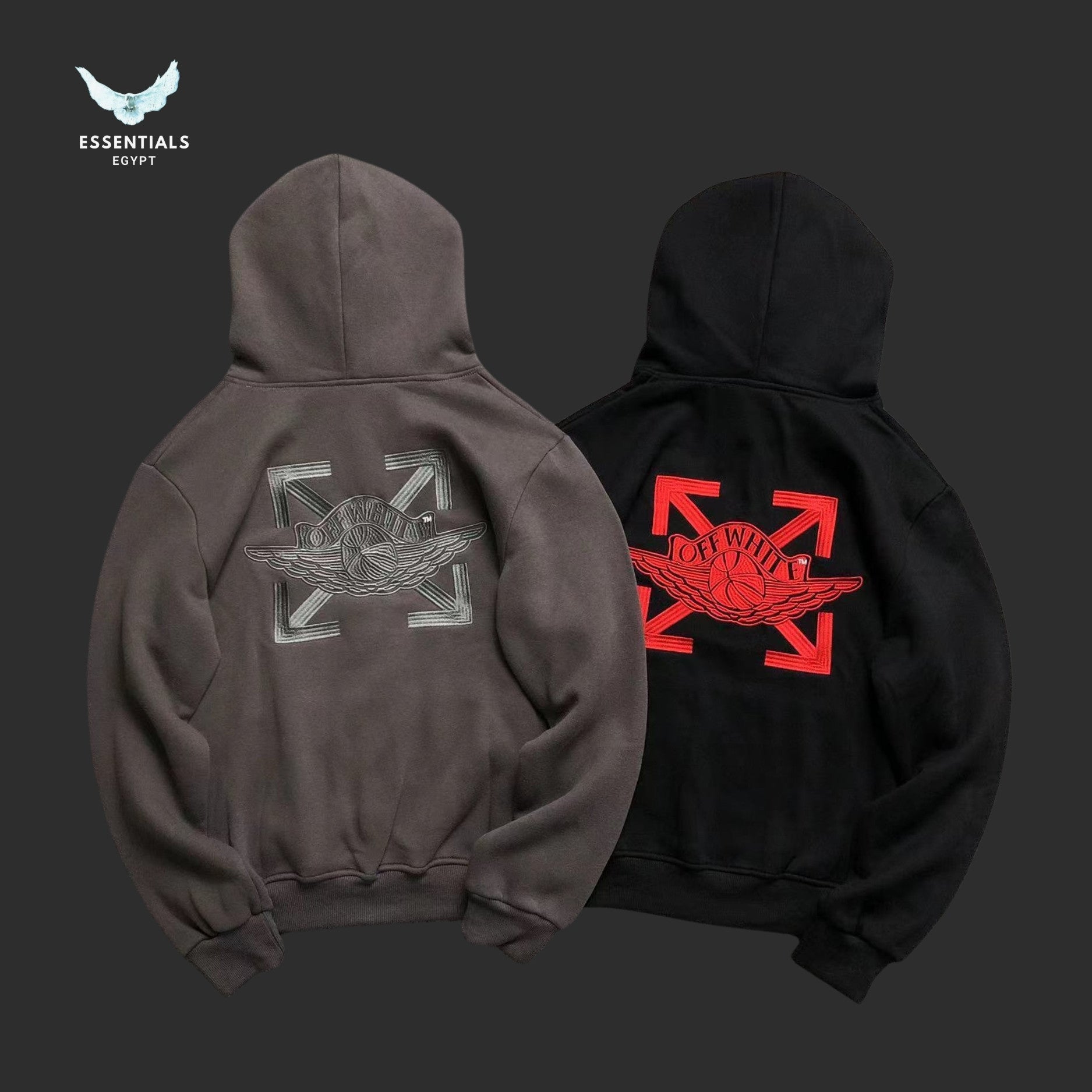 Off White Rouge Air Jordan Hoodie - ESSENTIALS EGYPT