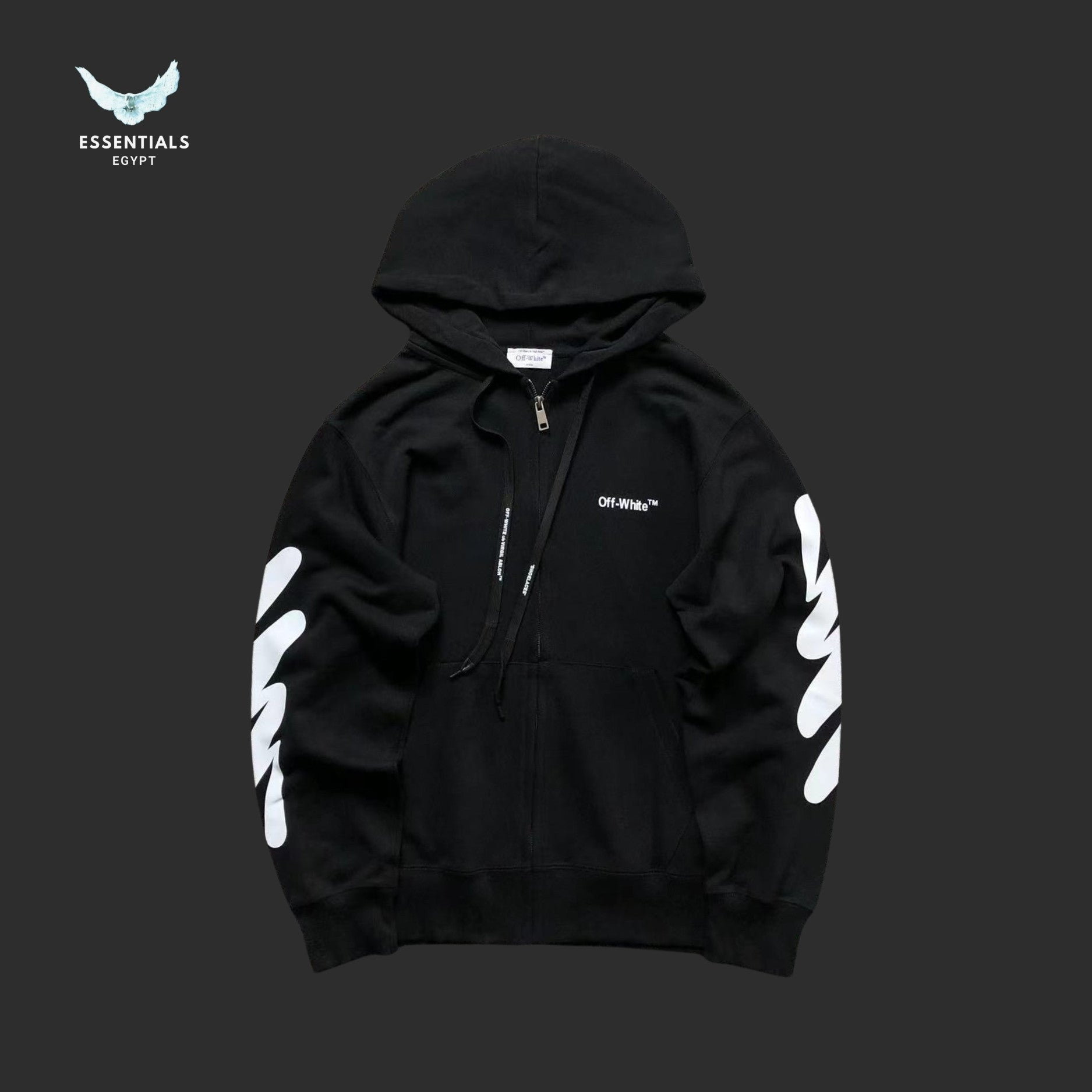 Off - White Diagonal Line Hoodie - ESSENTIALS EGYPT