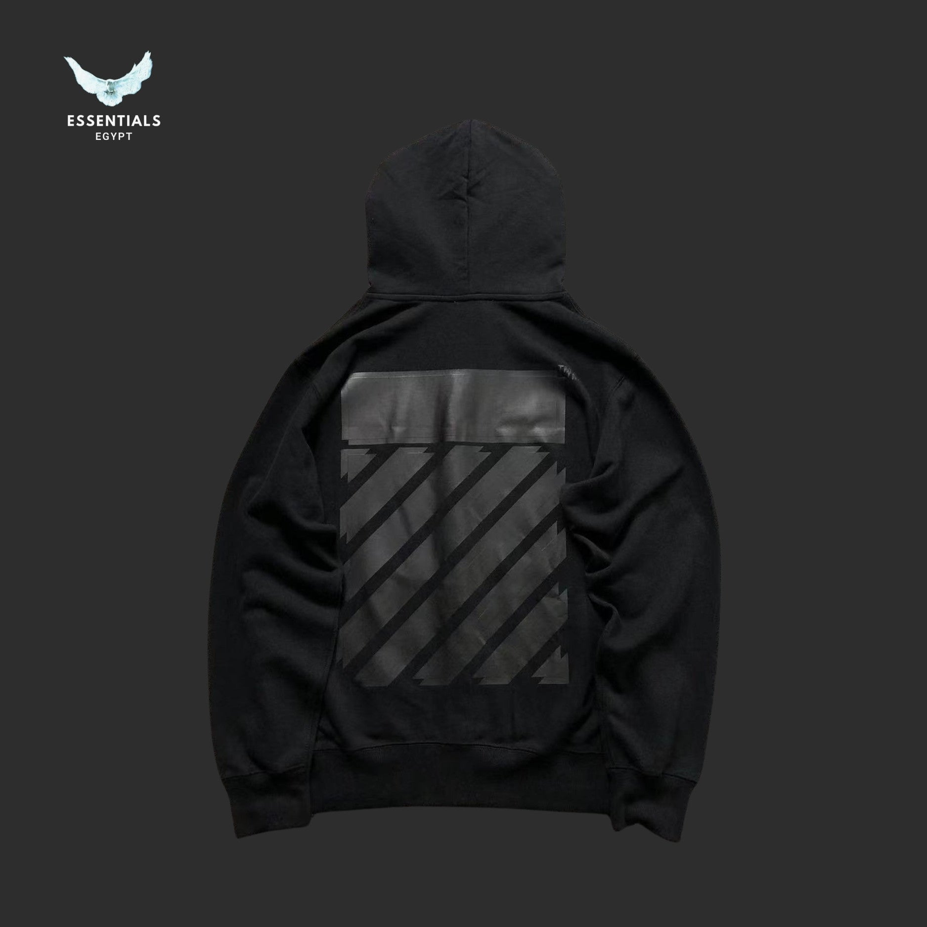 Off - White Rubber Diagonal Black Hoodie - ESSENTIALS EGYPT