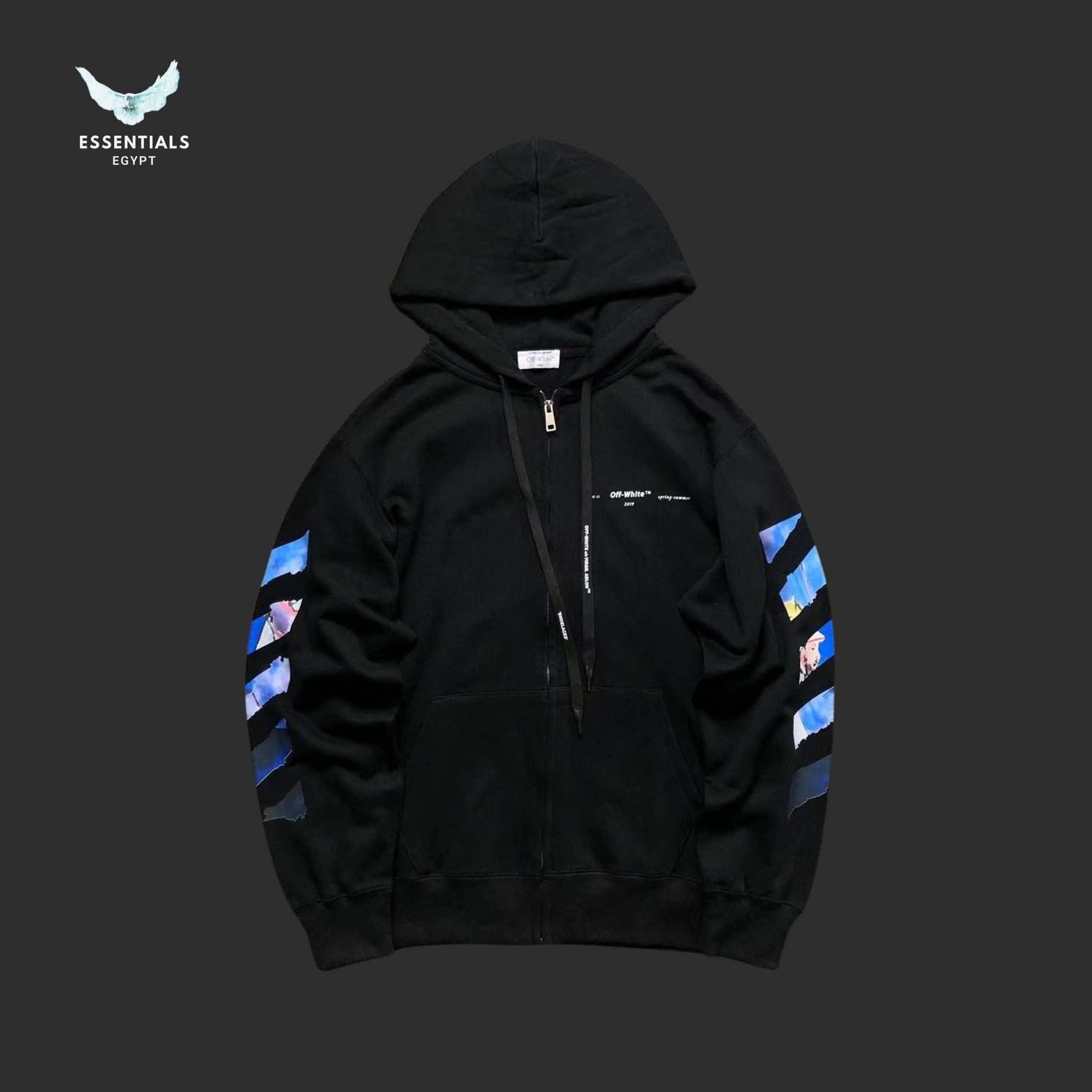 Off - White Arrow Graphic Zip Hoodie - ESSENTIALS EGYPT
