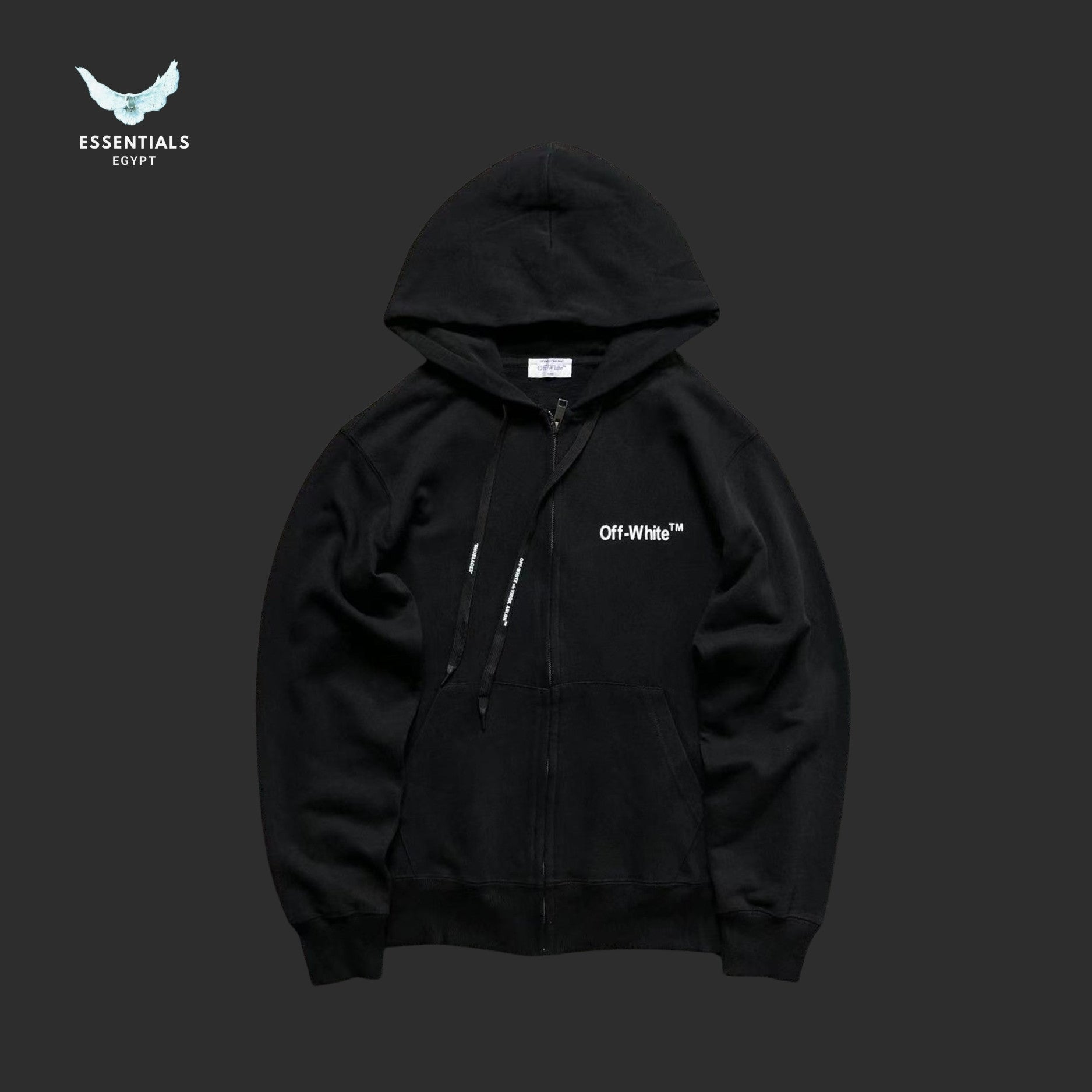Off - White Diagonal Zip Hoodie - ESSENTIALS EGYPT