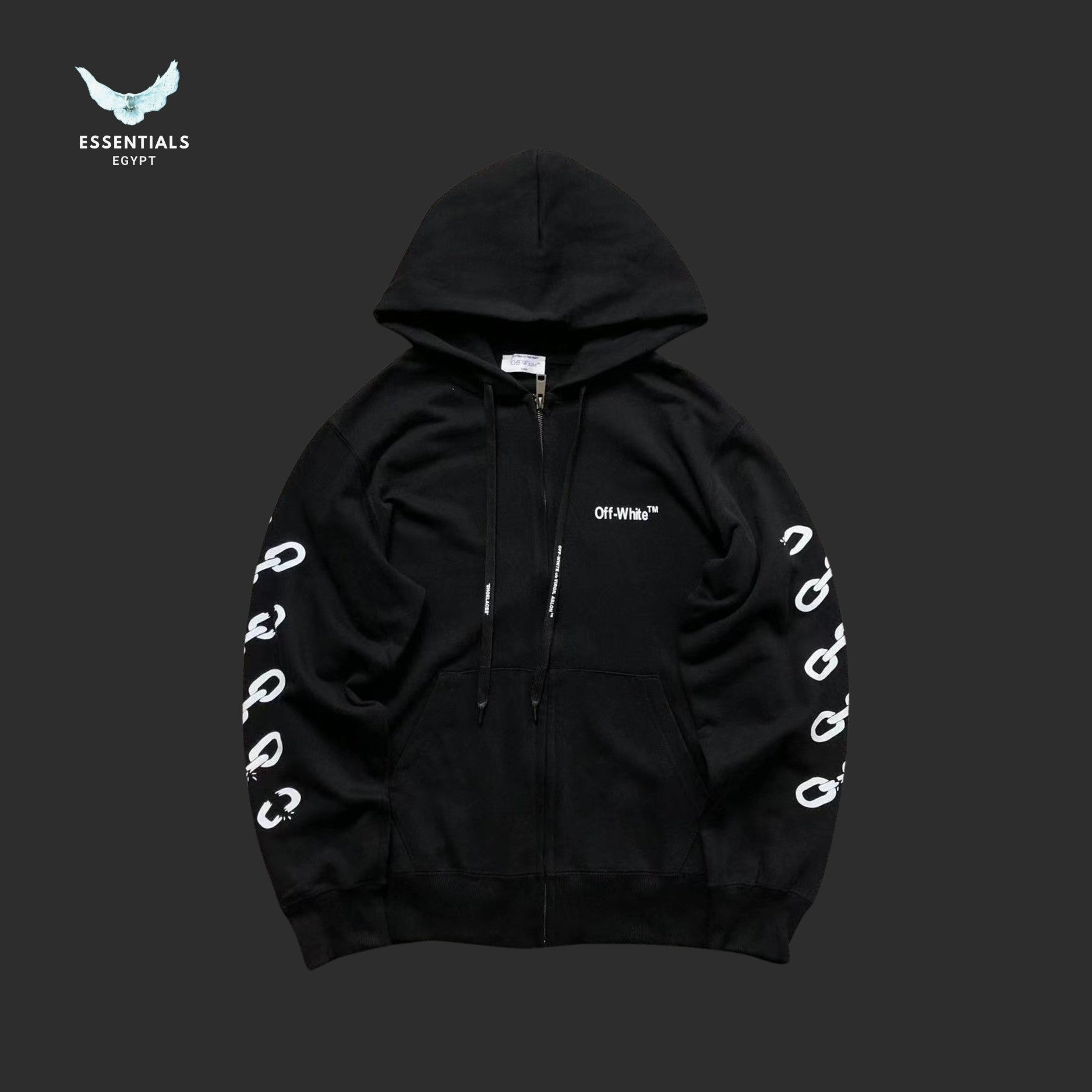 Off - White Chain Arrows Zip Hoodie - ESSENTIALS EGYPT