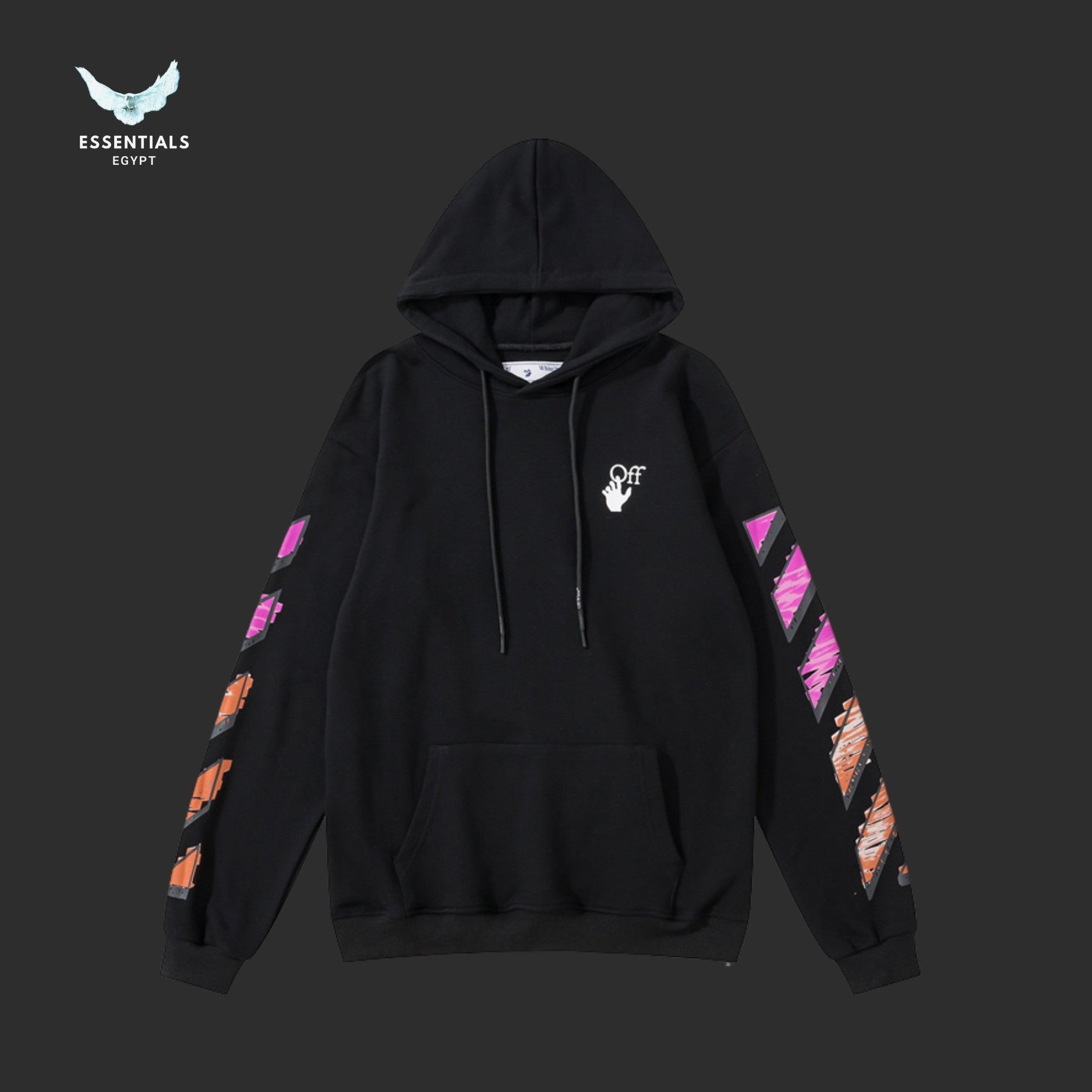 Off-White Marker Slim Hoodie with pink and orange marker arrow graphic back