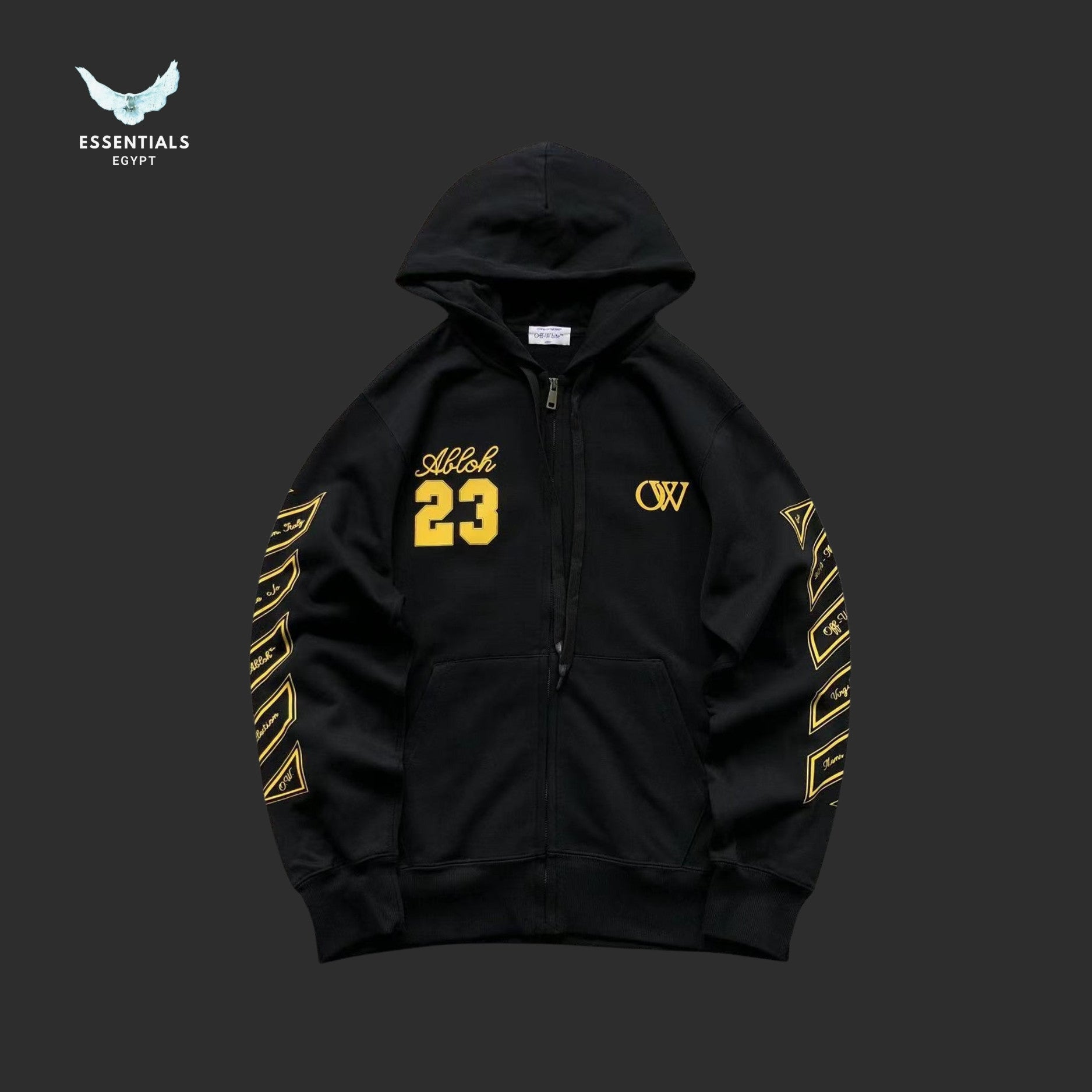 Off - White Black '23' Skate Hoodie - ESSENTIALS EGYPT