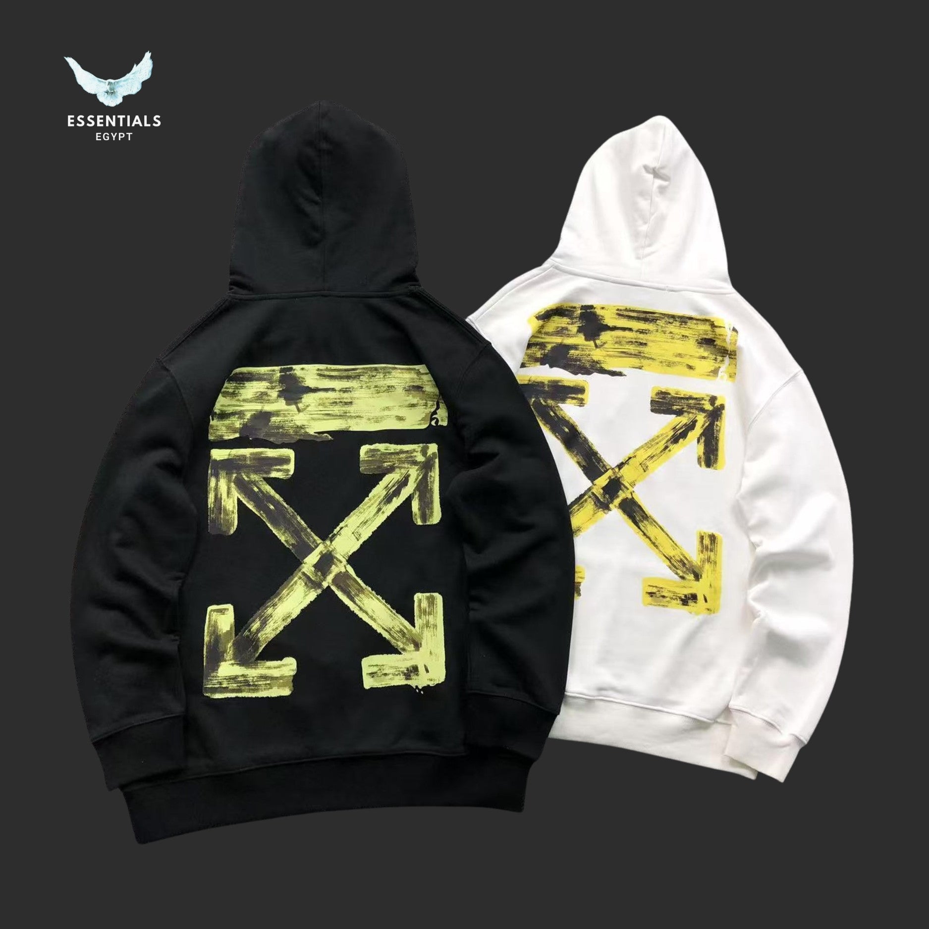 Off White Acrylic Arrows Layered Hoodie - ESSENTIALS EGYPT