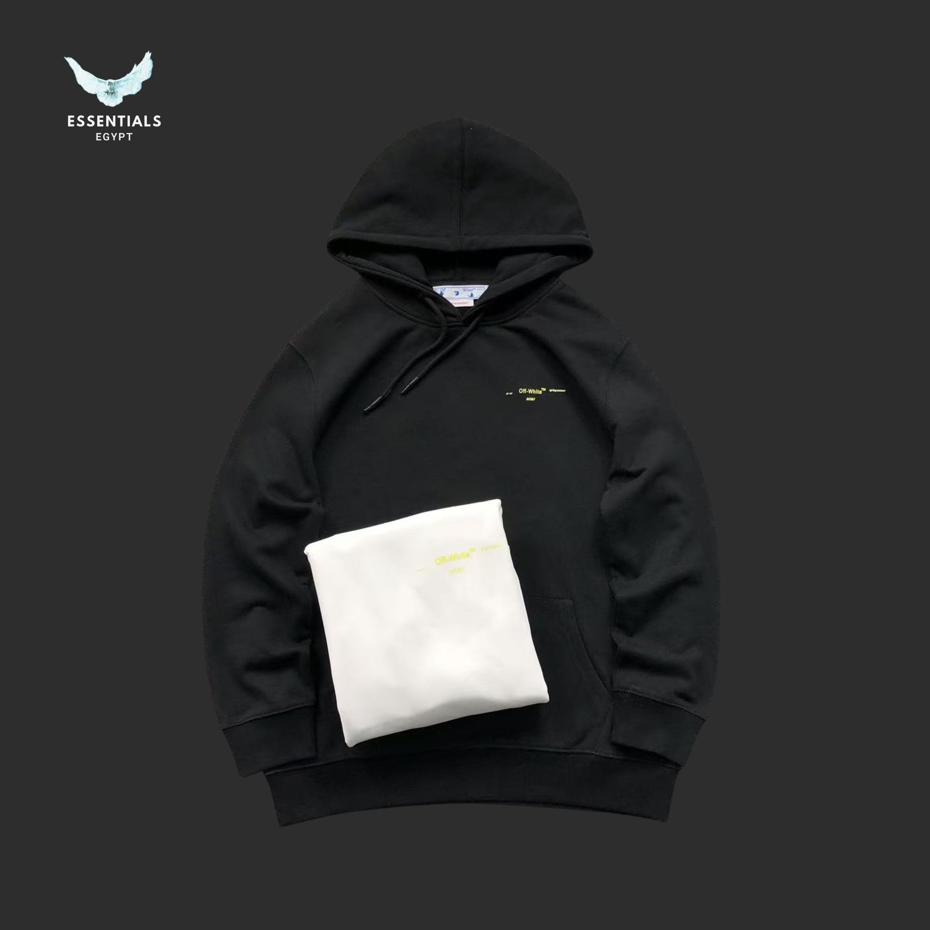 Off White Acrylic Arrows Layered Hoodie - ESSENTIALS EGYPT