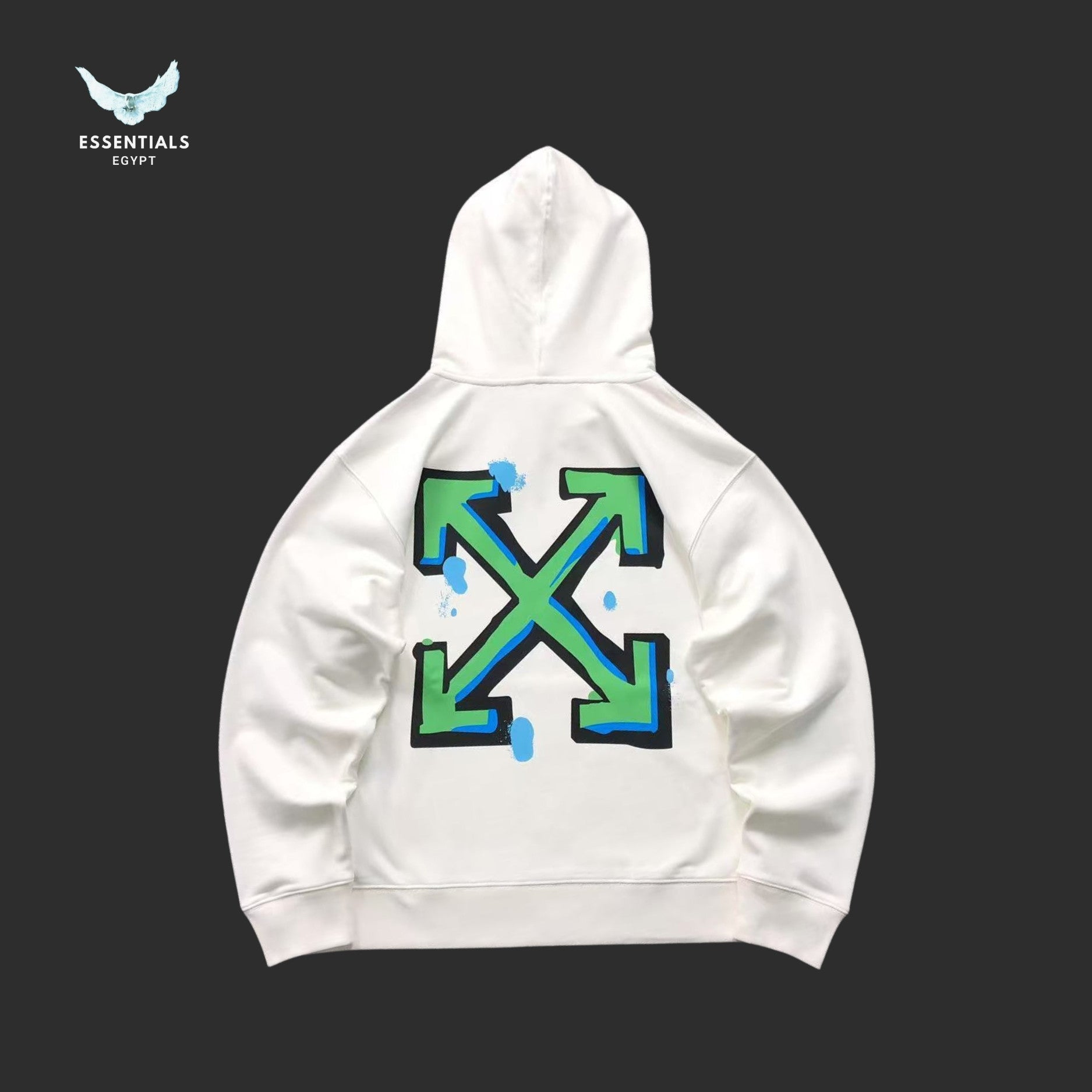 OFF - WHITE Green Arrows Hoodie - ESSENTIALS EGYPT