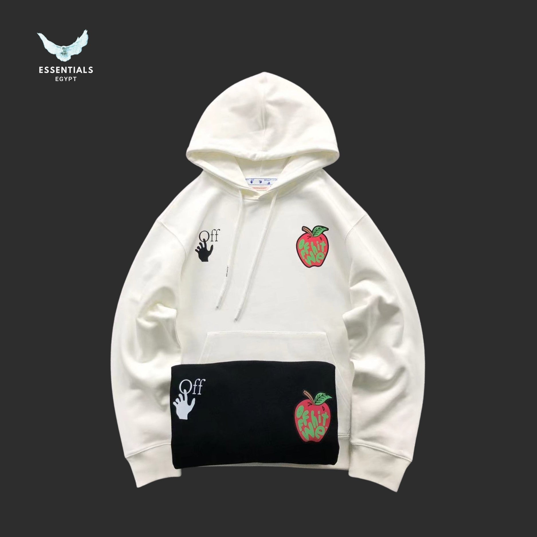 OFF - WHITE Apple Flatlock Hoodie - ESSENTIALS EGYPT