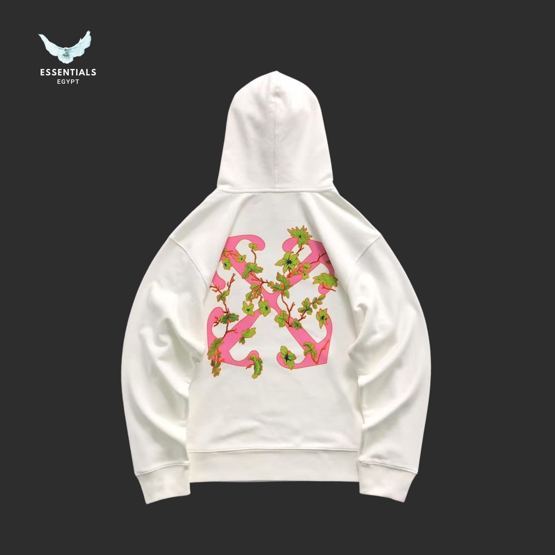 Off - White - Ramage Flower Arrow cotton Hoodie - ESSENTIALS EGYPT