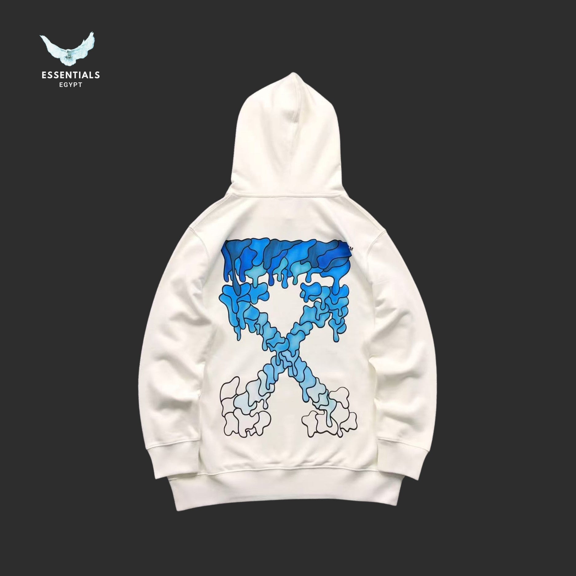 Off - White Blue Marker Slim Hoodie - ESSENTIALS EGYPT