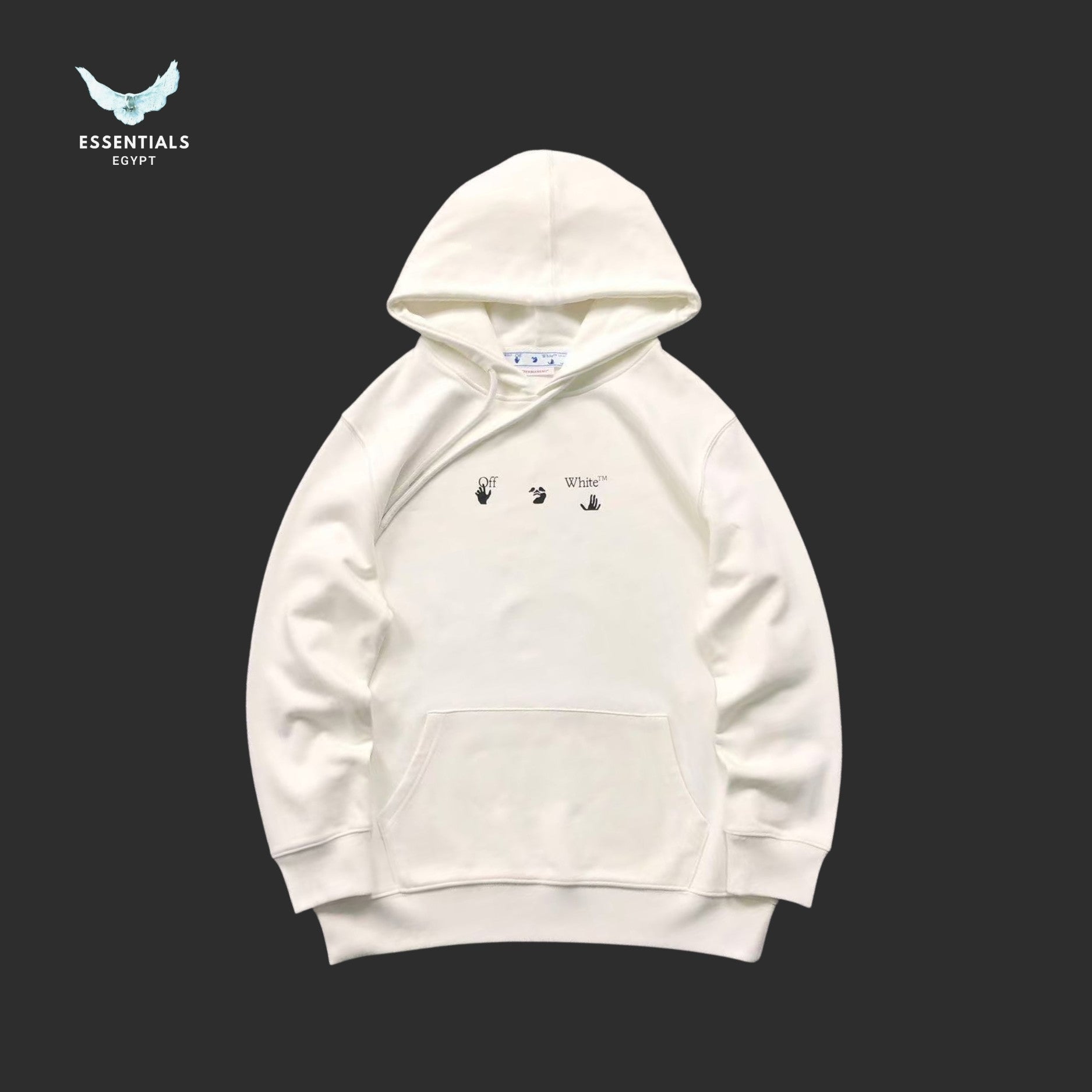 Off - White Blue Marker Slim Hoodie - ESSENTIALS EGYPT