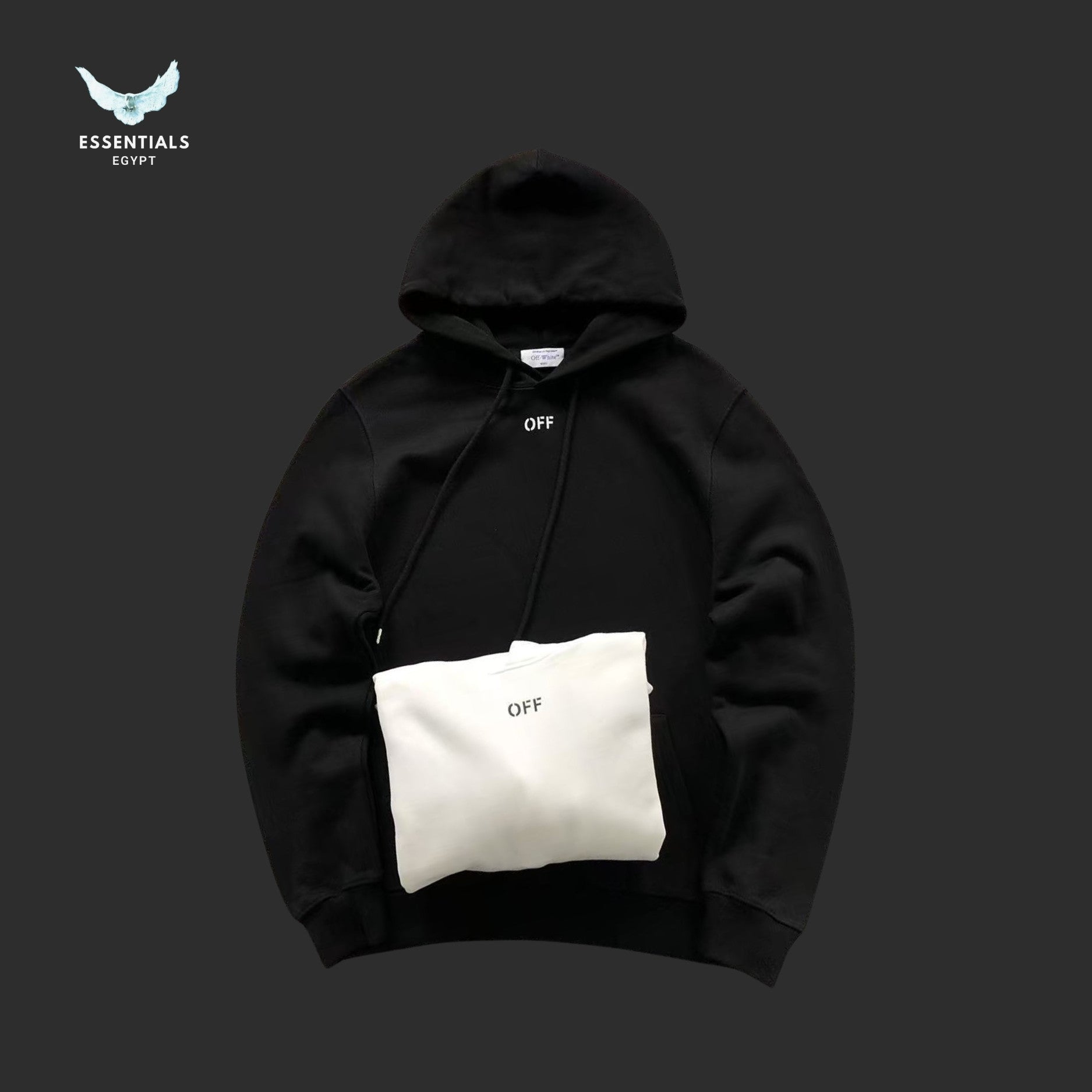 Off - White Hoodie with Faded Painted Arrows - ESSENTIALS EGYPT