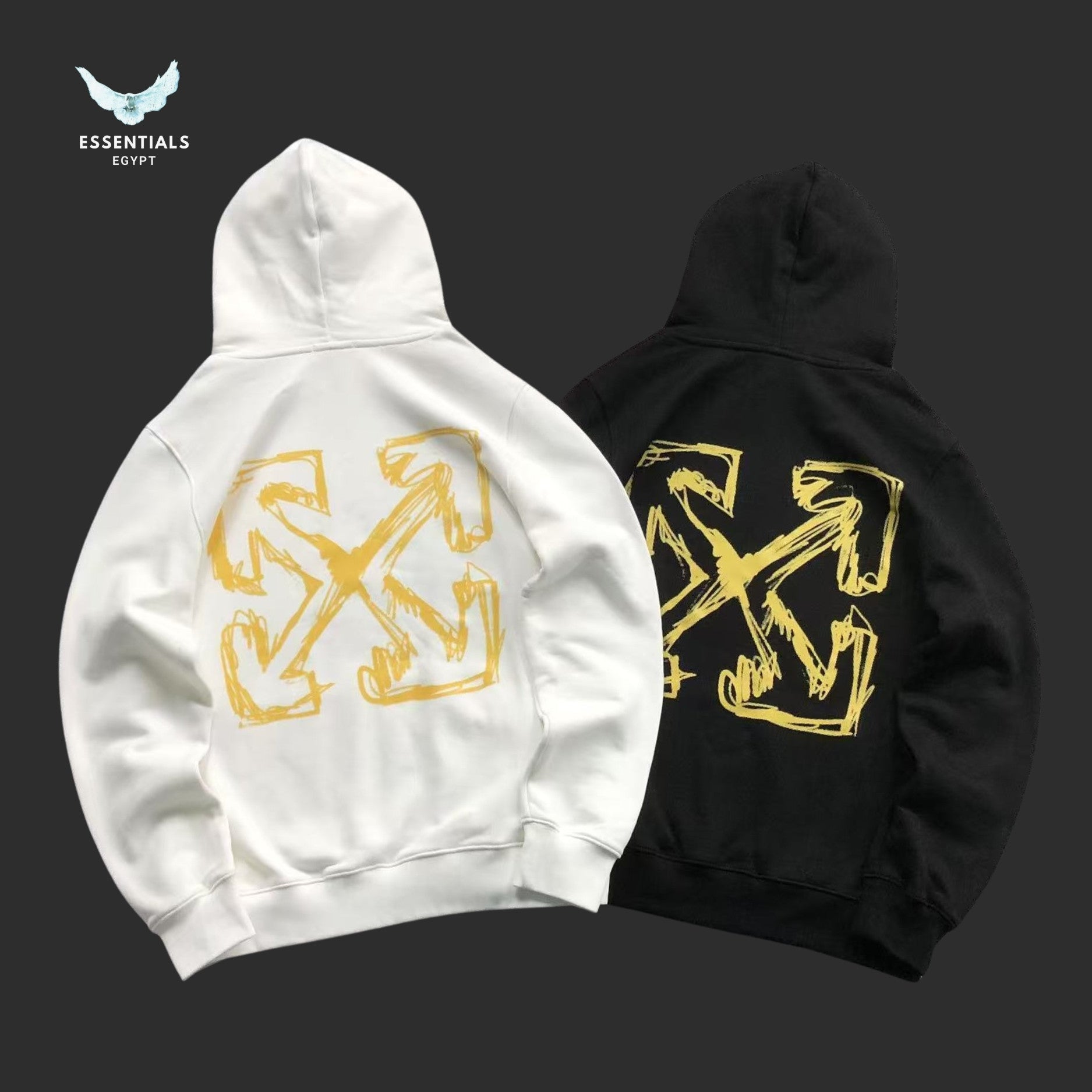 Off - White Hoodie With Golden Arrows - ESSENTIALS EGYPT