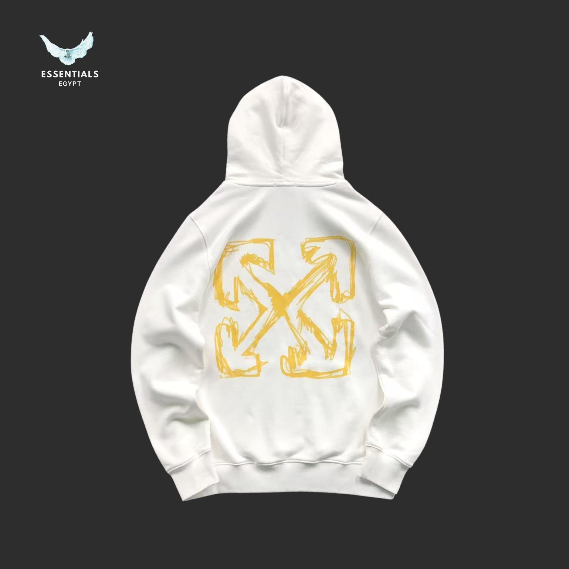 Off - White Hoodie With Golden Arrows - ESSENTIALS EGYPT