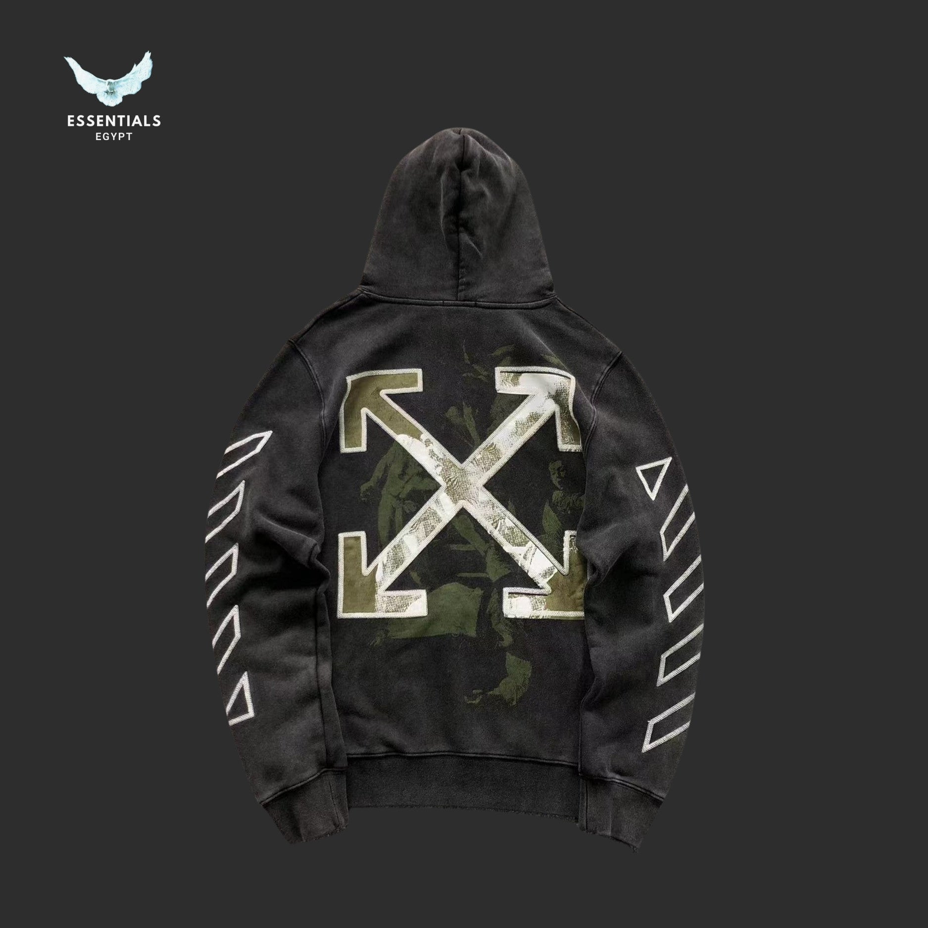 Off - White Hoodie Arrow - Print - ESSENTIALS EGYPT