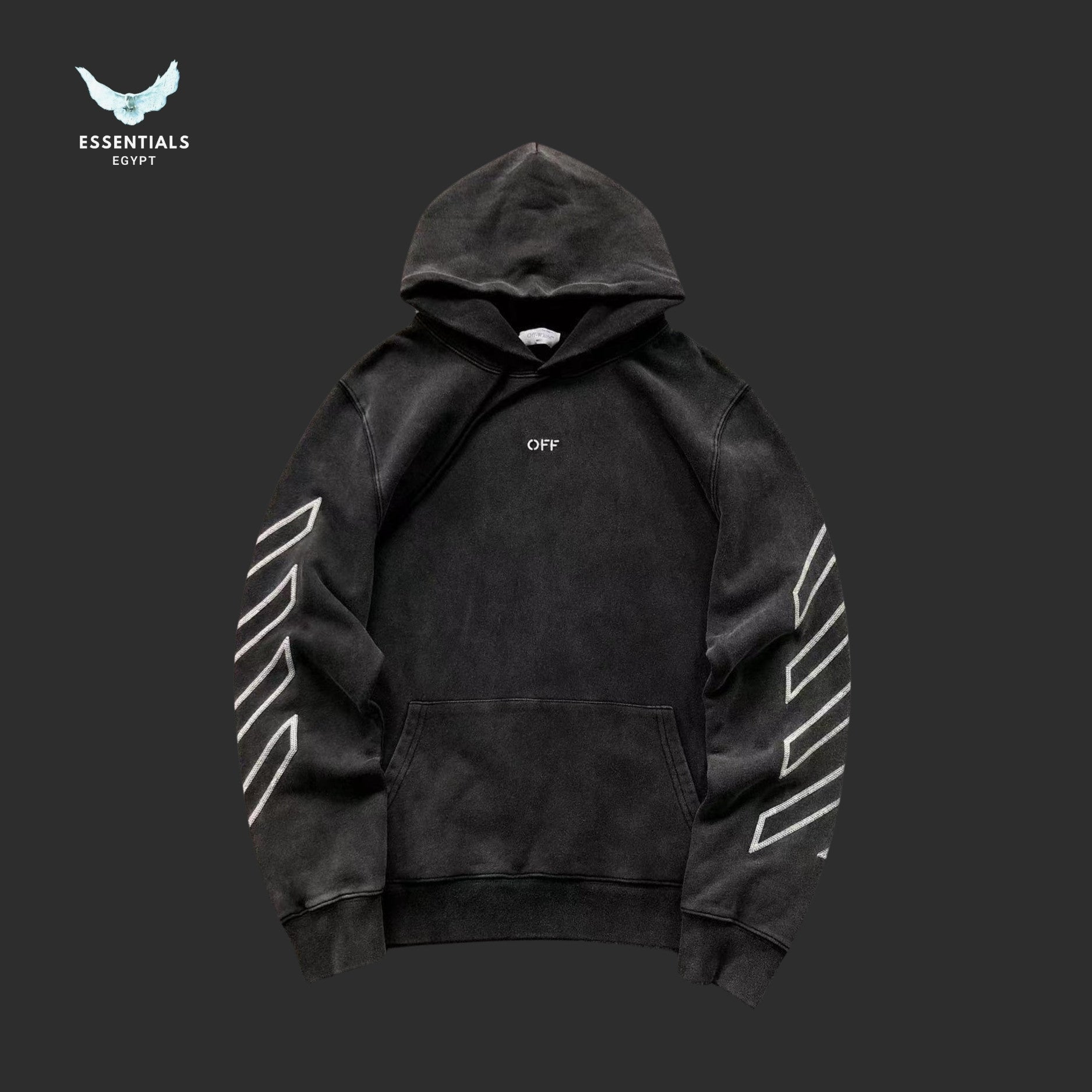 Off - White Hoodie Arrow - Print - ESSENTIALS EGYPT