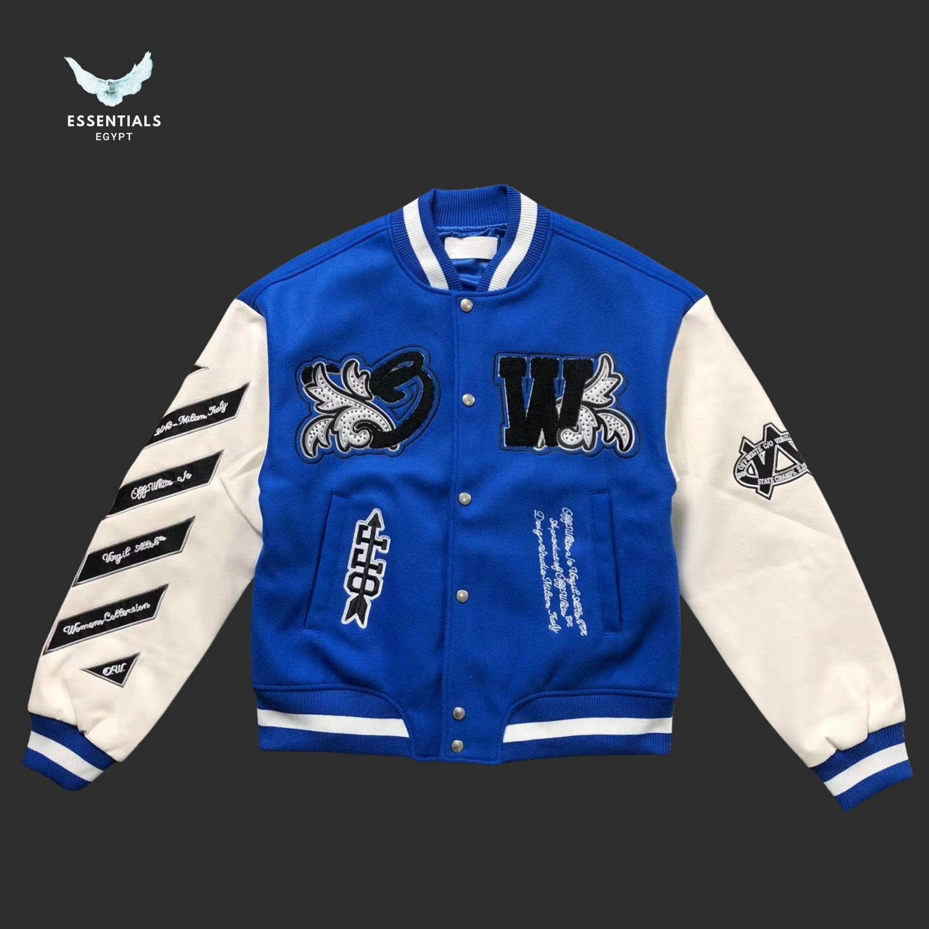 Off - White Royal Varsity Jacket - ESSENTIALS EGYPT