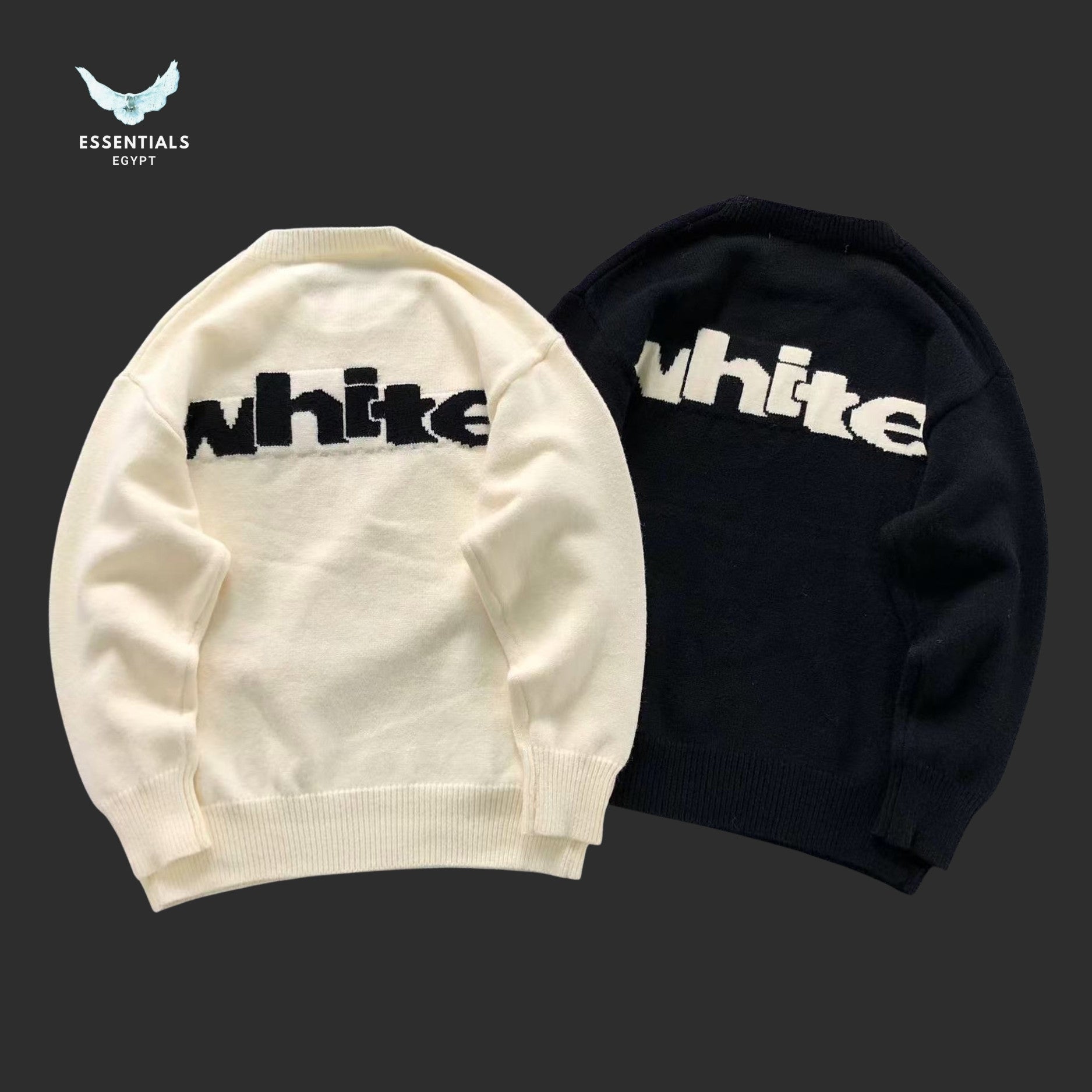 Off - White - Black wool sweatshirt - ESSENTIALS EGYPT