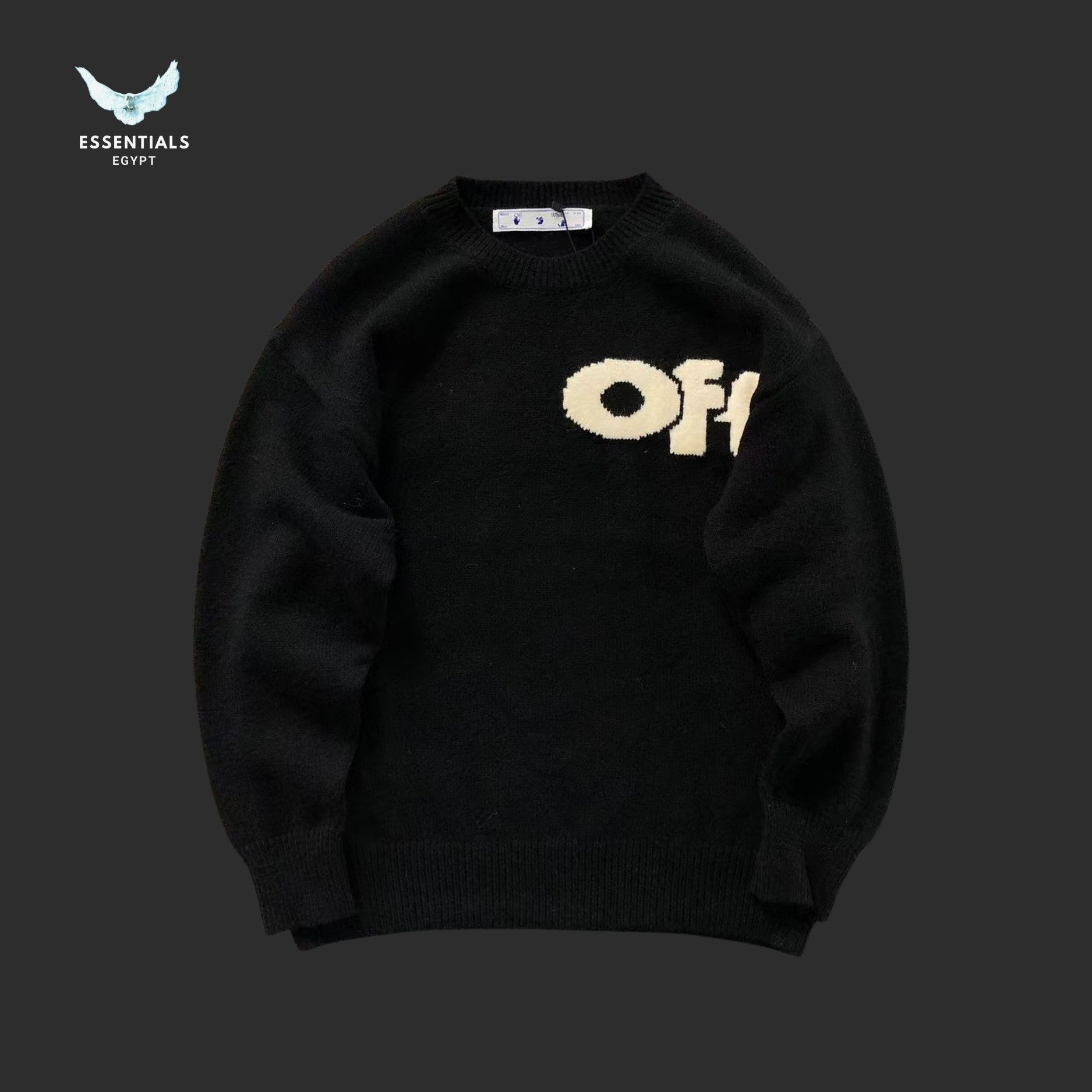 Off - White - Black wool sweatshirt - ESSENTIALS EGYPT