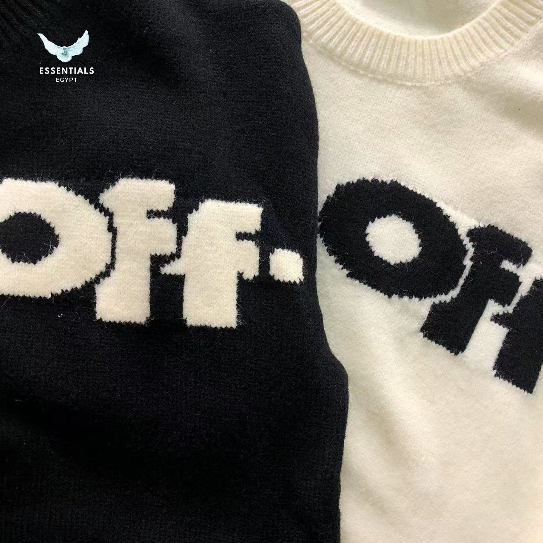 Off - White - Black wool sweatshirt - ESSENTIALS EGYPT