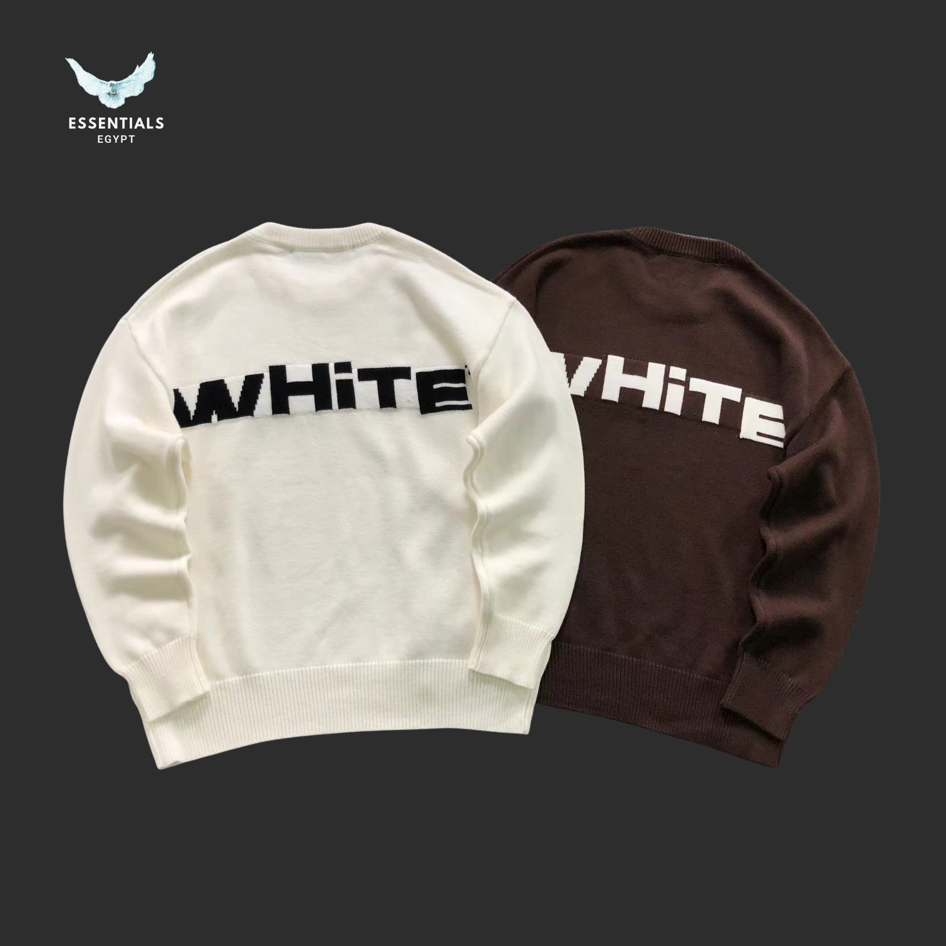 Off - White White Off Split Knit Sweatshirt - ESSENTIALS EGYPT