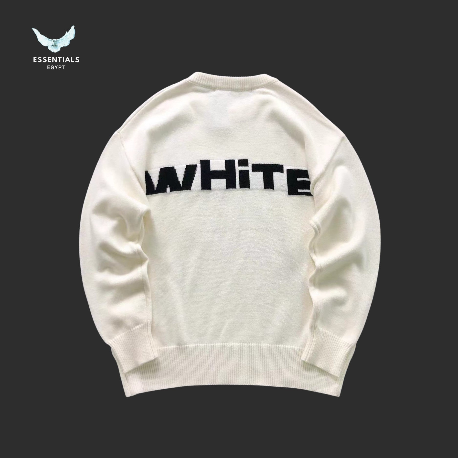 Off - White White Off Split Knit Sweatshirt - ESSENTIALS EGYPT