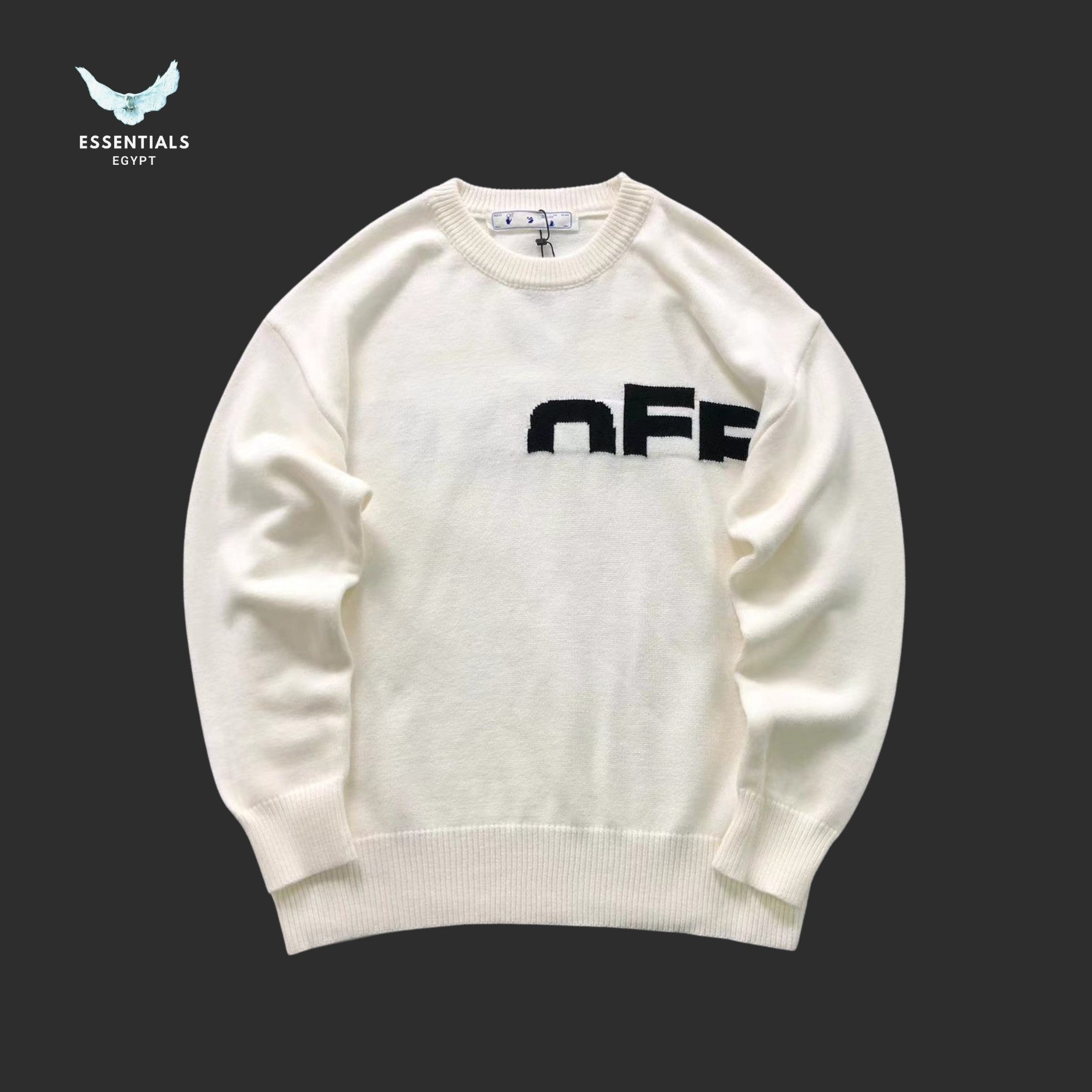 Off - White White Off Split Knit Sweatshirt - ESSENTIALS EGYPT
