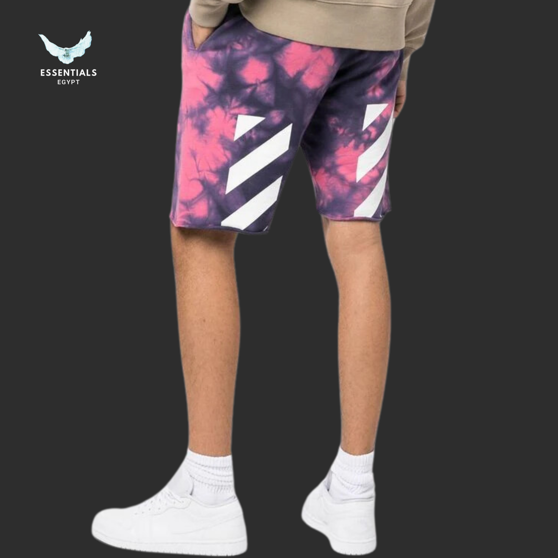 Off-White Diag Tie Dye Sweatshorts 'Fuschia_White'