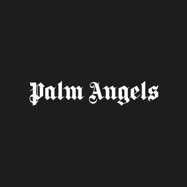 Palm Angels logo in white on a black background