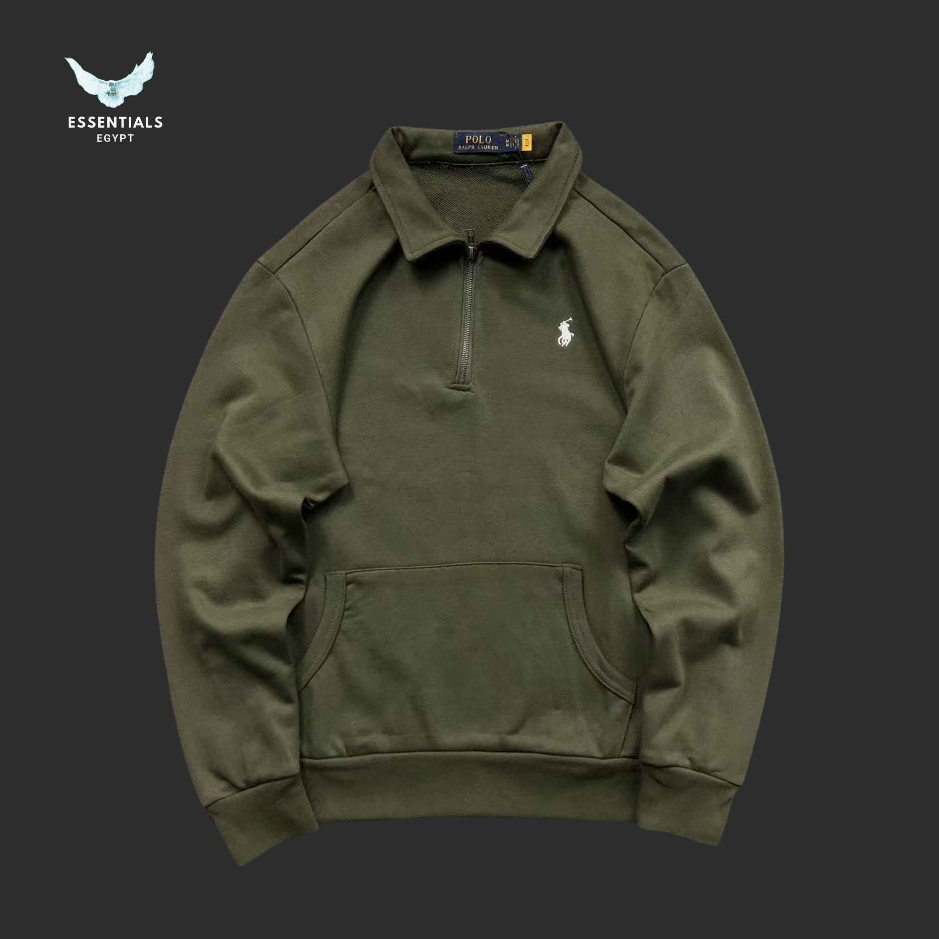 Ralph Lauren Polo Collar Sweatshirt – Olive & Beige