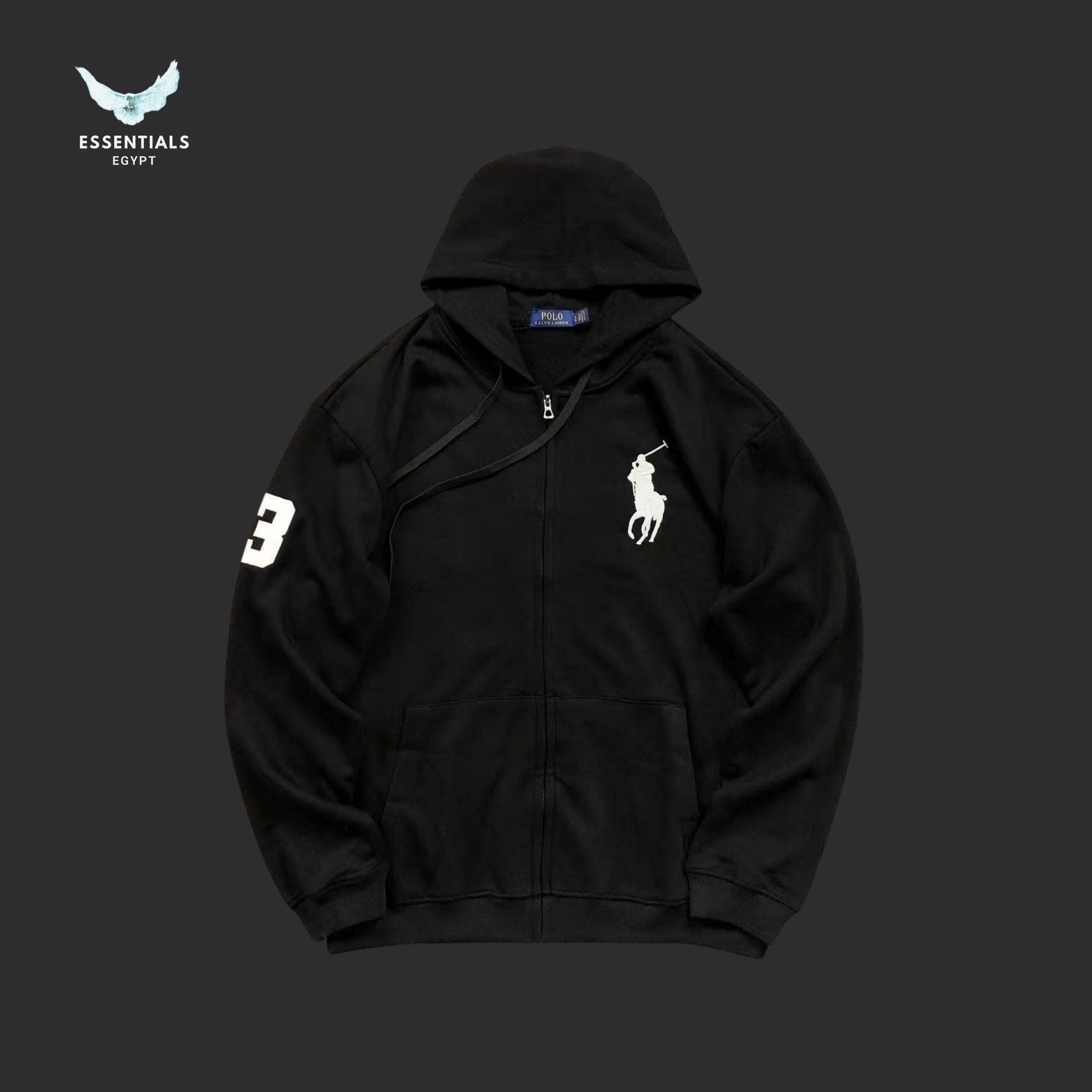 Ralph Lauren Hoodie – Polo Logo Black & Grey