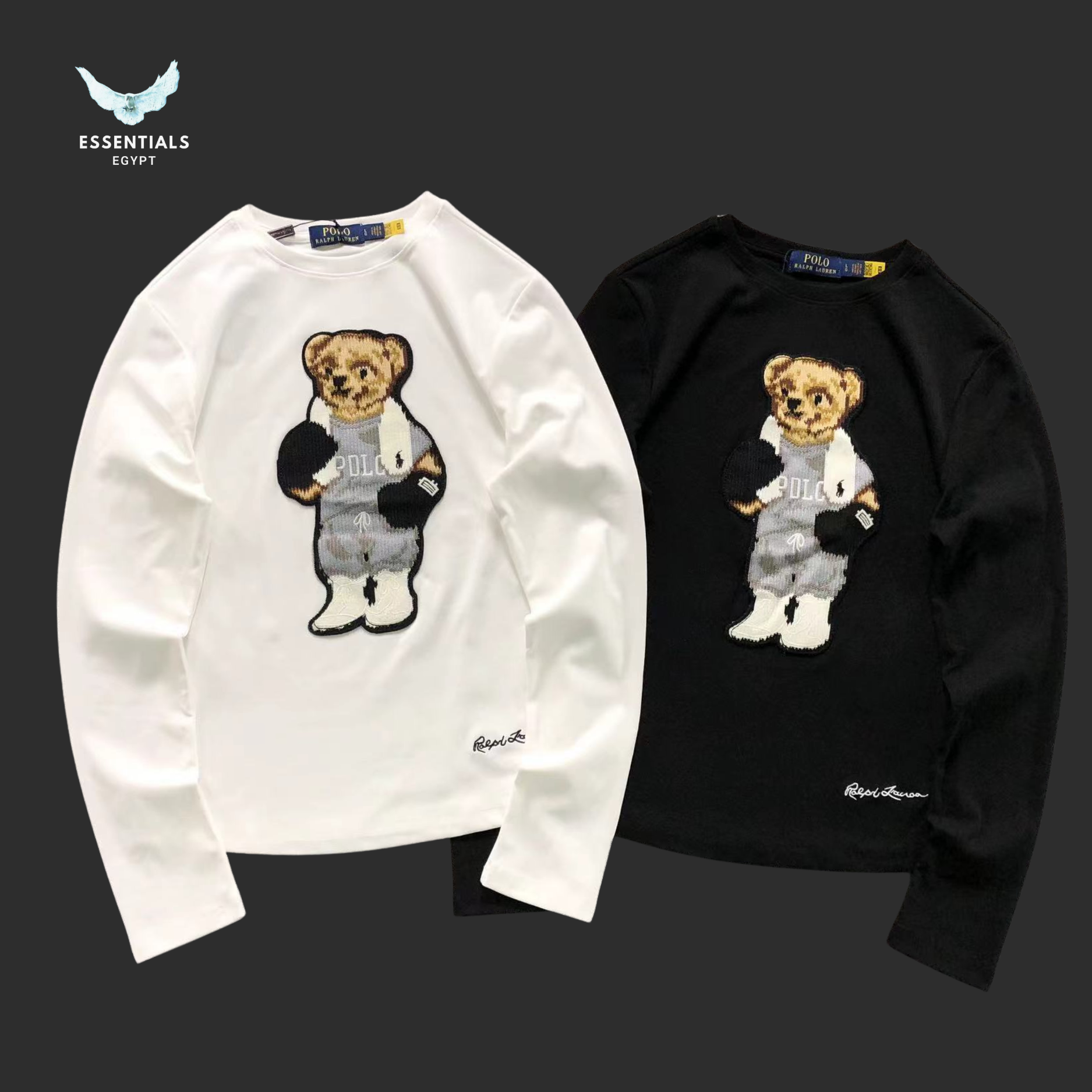 Ralph Lauren Polo Bear Long Sleeve T-Shirt – White & Black