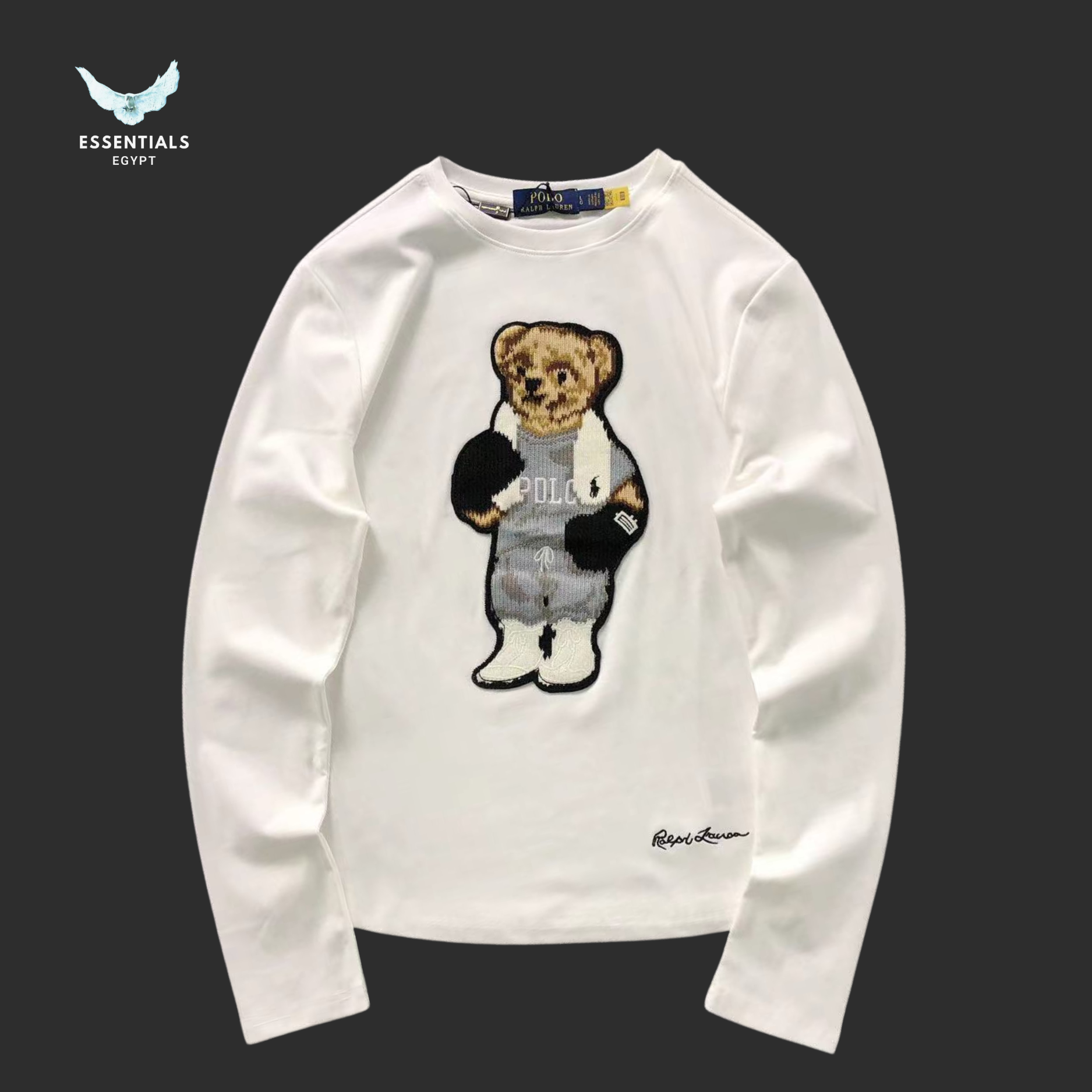 Ralph Lauren Polo Bear Long Sleeve T-Shirt – White & Black