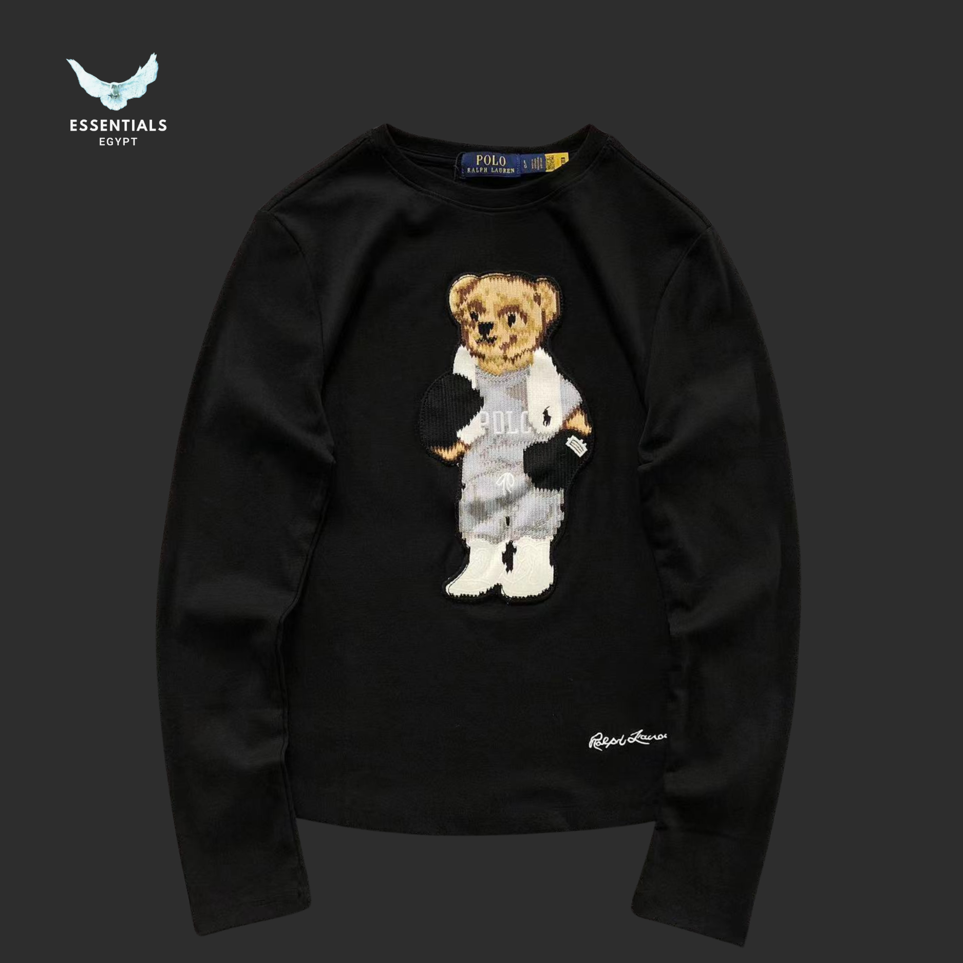 Ralph Lauren Polo Bear Long Sleeve T-Shirt – White & Black