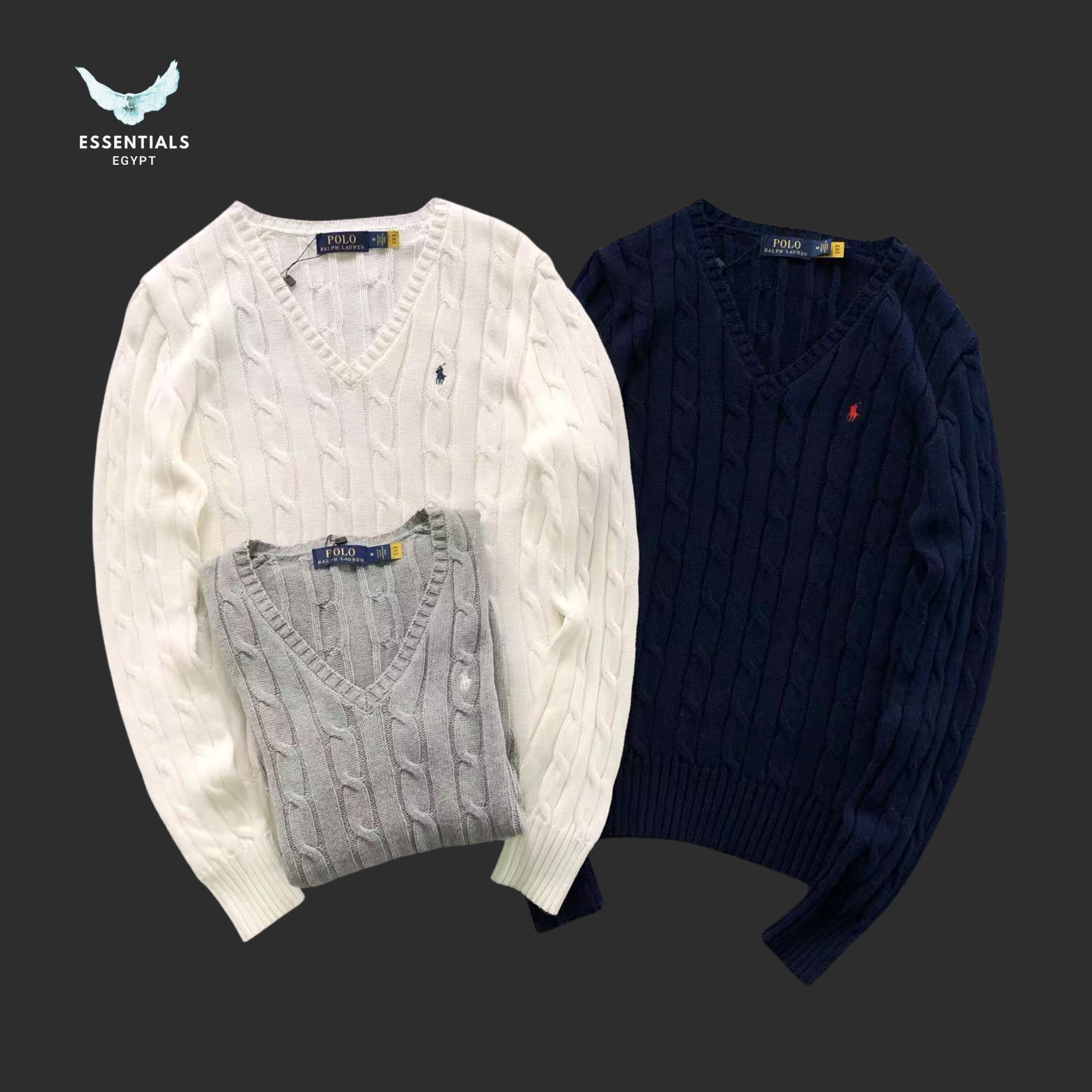 Ralph Lauren V-Neck Sweater – Navy & Cream