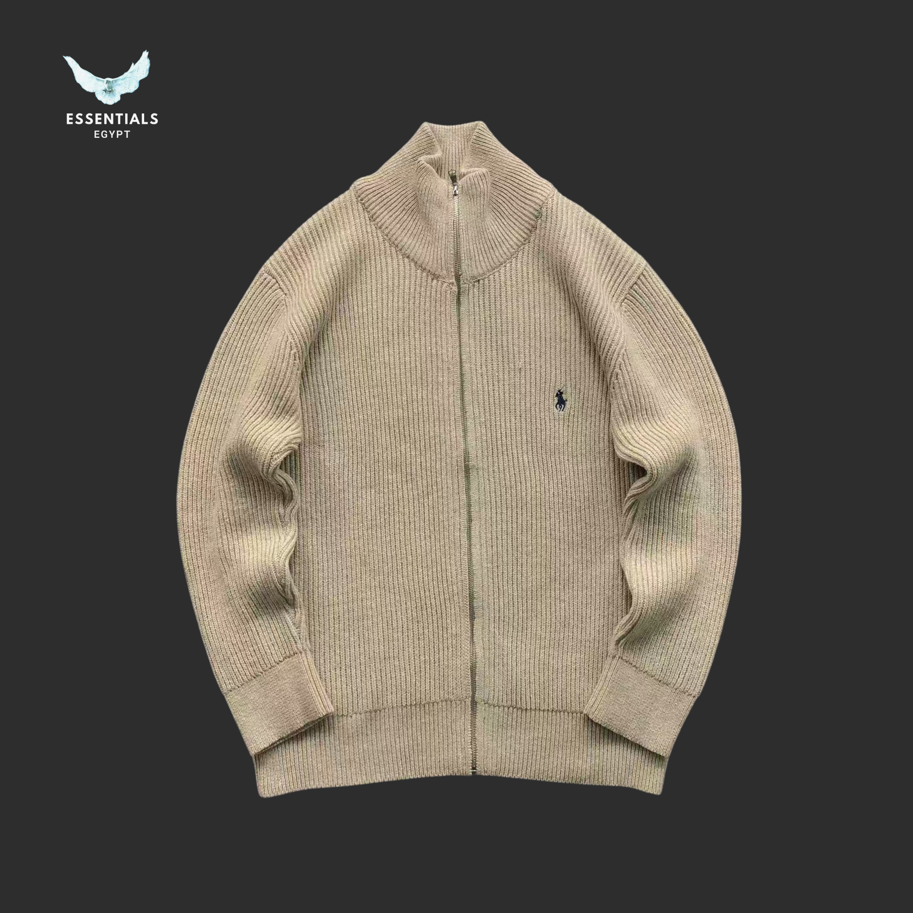 Ralph Lauren Cable Knit Sweatshirt – Cream & Grey
