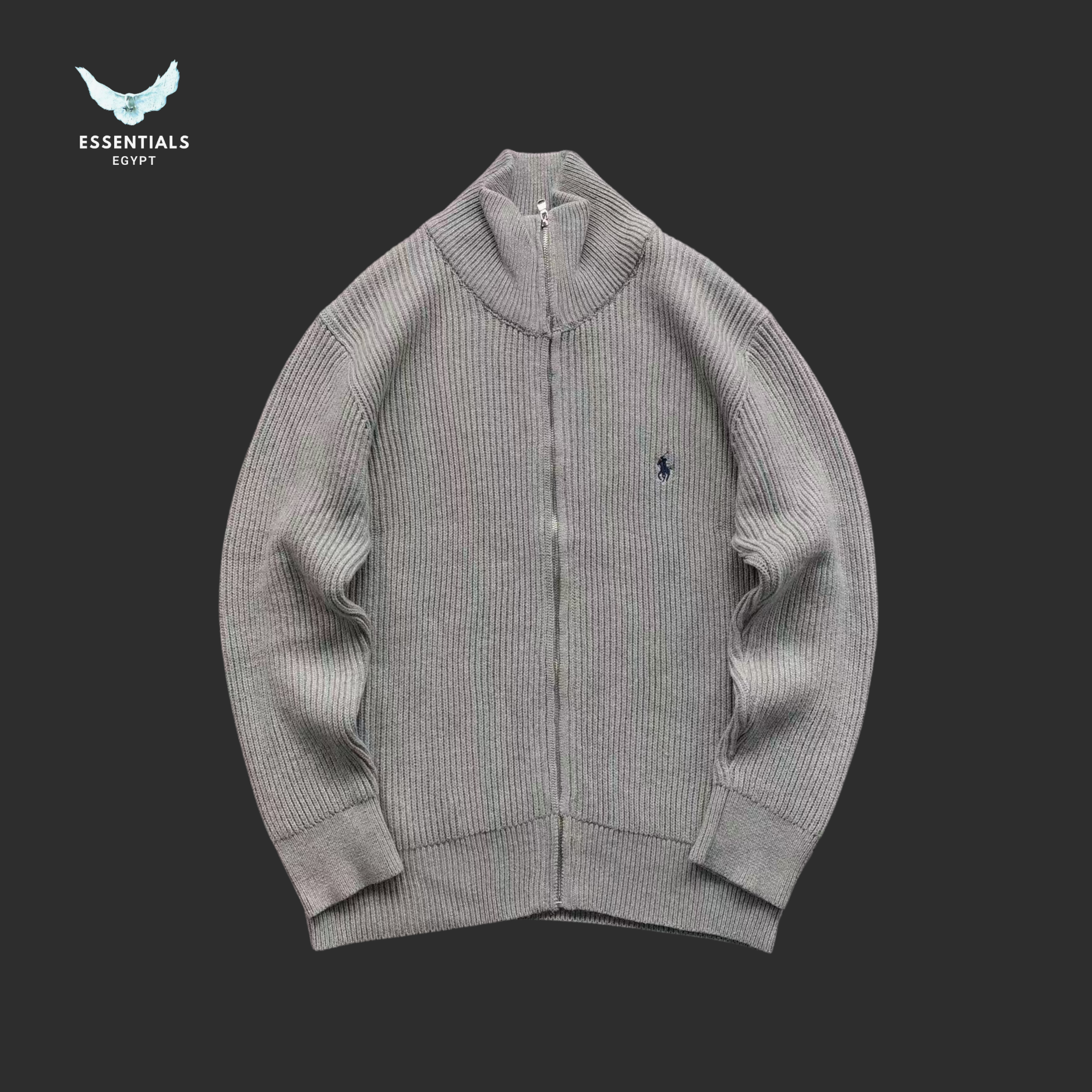 Ralph Lauren Cable Knit Sweatshirt – Cream & Grey