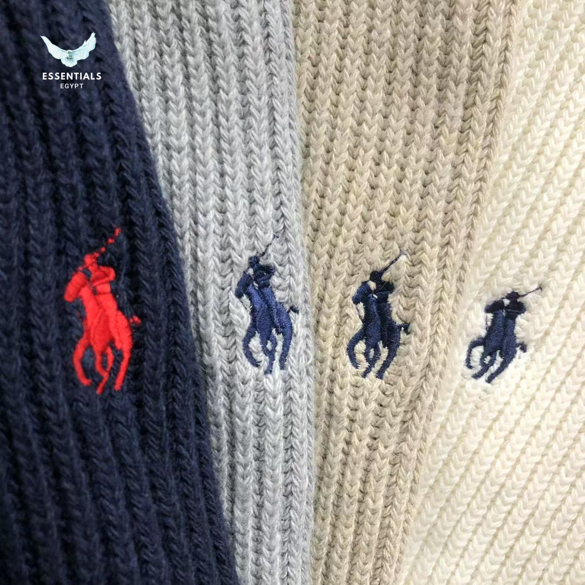 Ralph Lauren Cable Knit Sweatshirt – Cream & Grey
