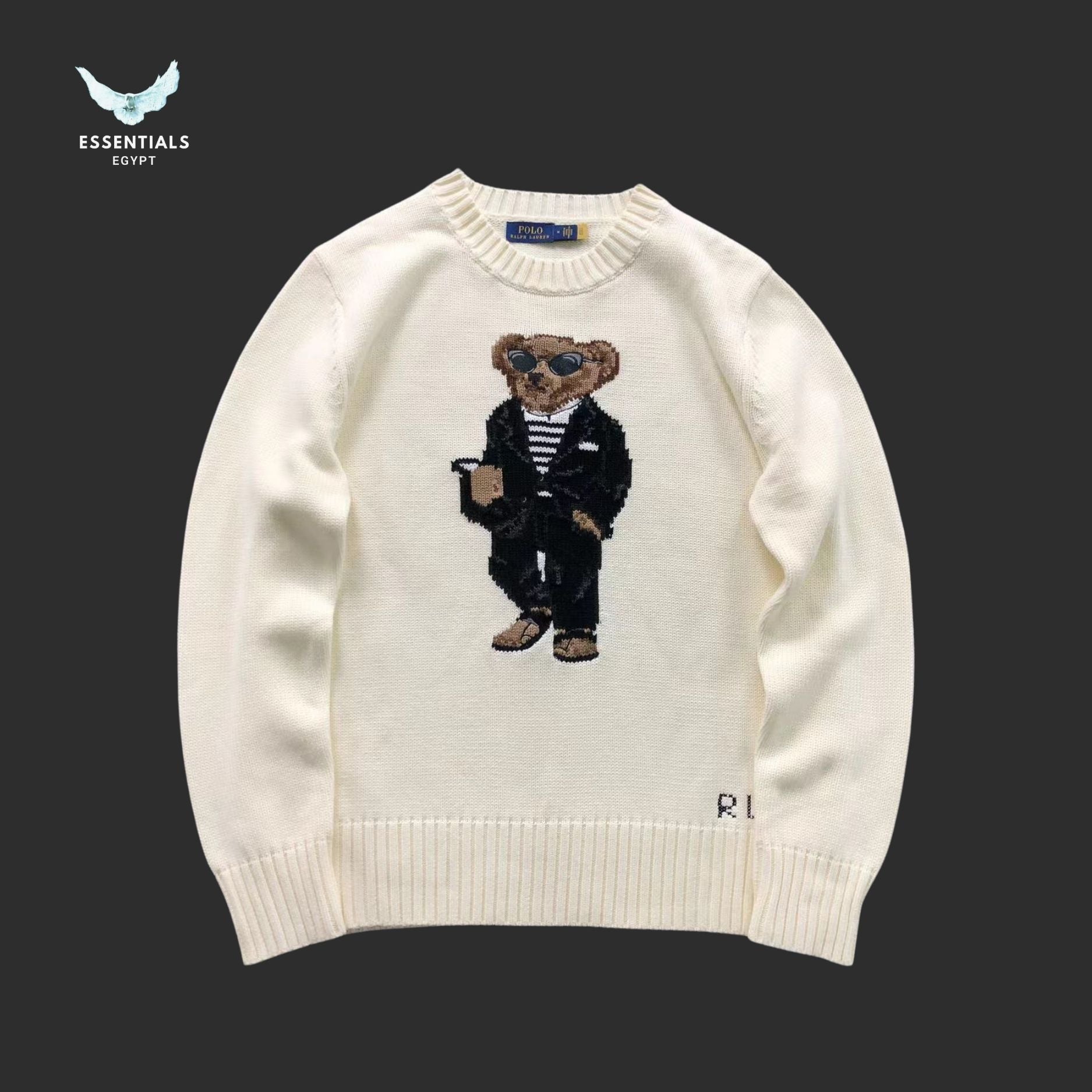 Ralph Lauren Polo Bear Sweater – White Knit - ESSENTIALS EGYPT