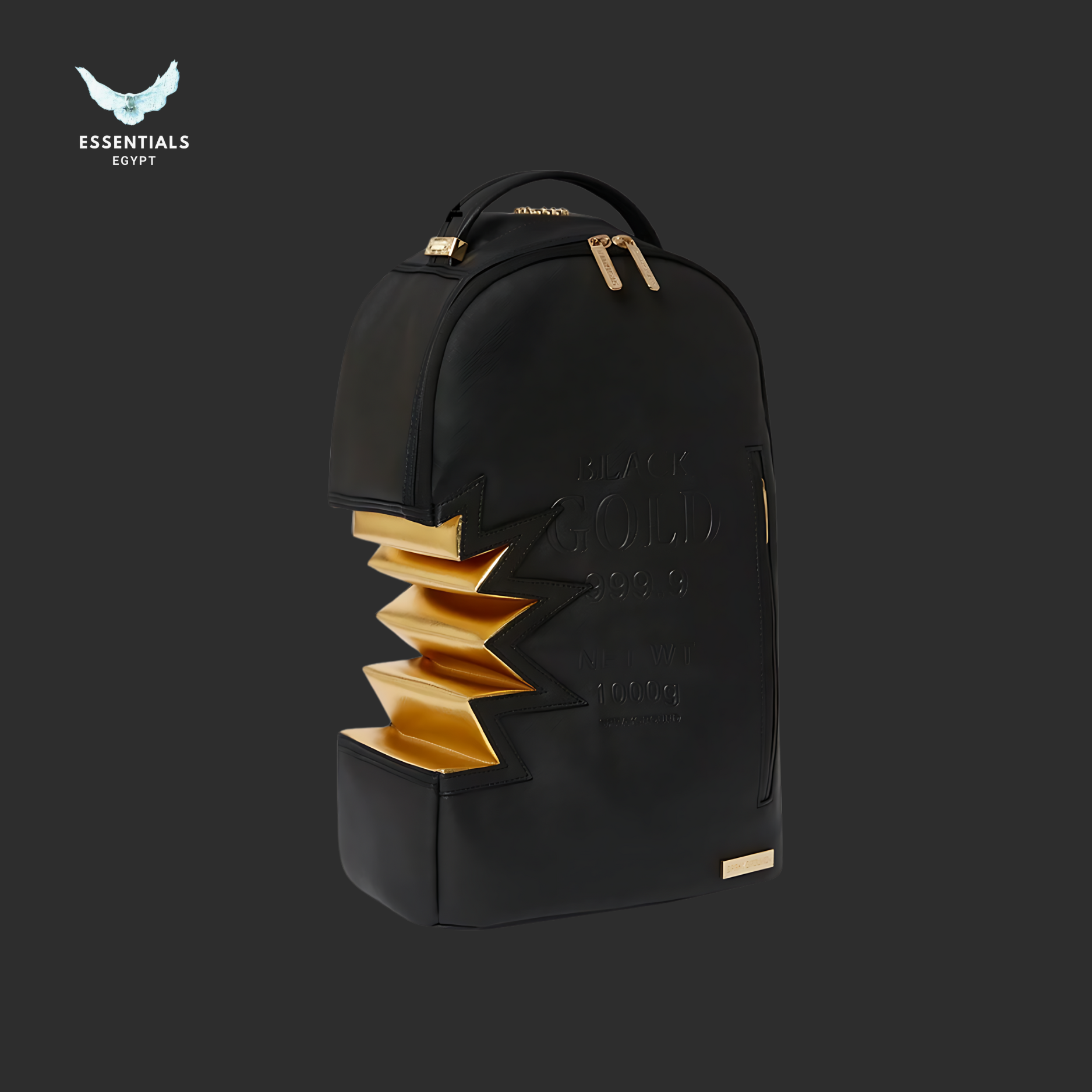 SPRAYGROUND A.i.3 SHARK BITE BLACK GOLD BACKPACK (DLXV)