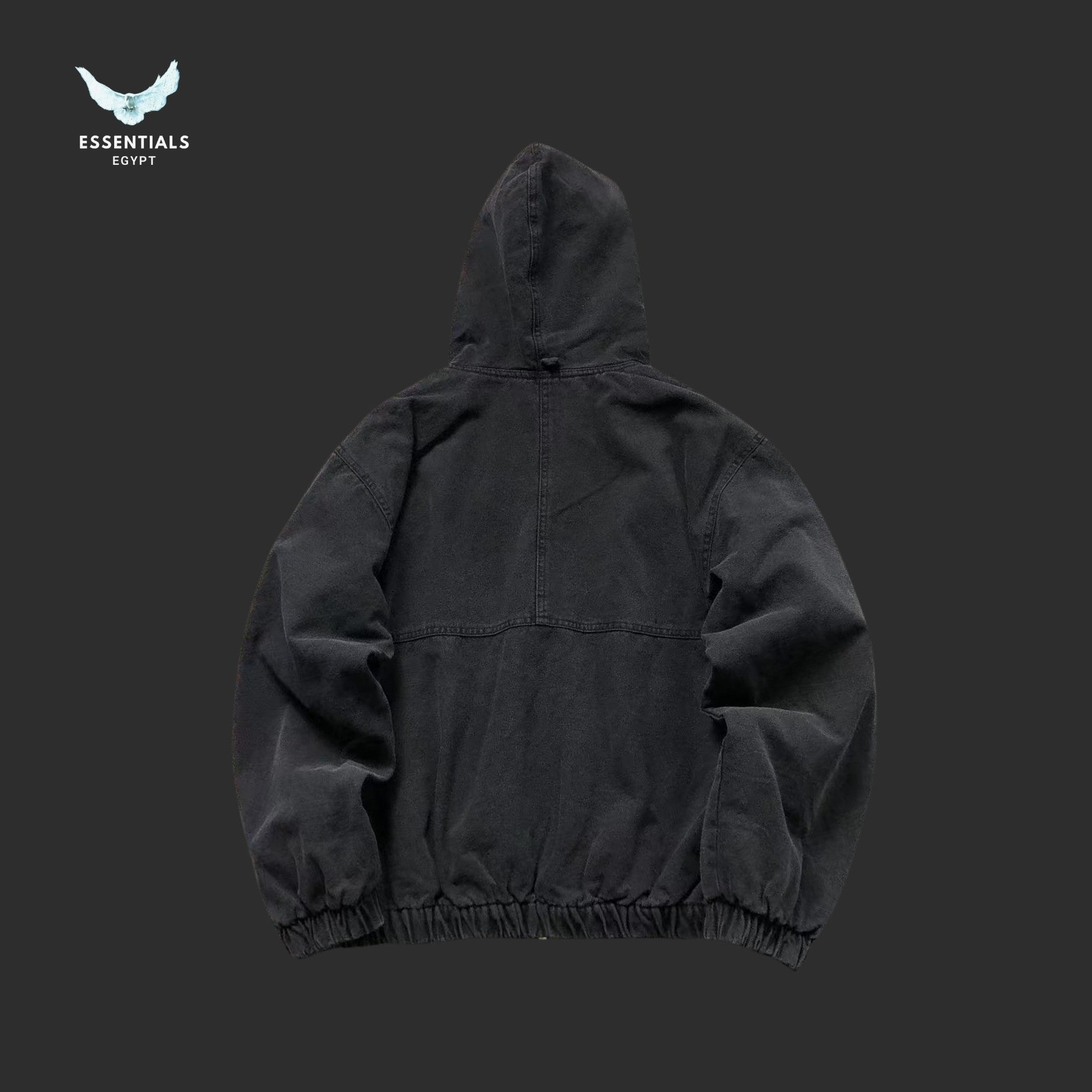 Stussy zip hooded jacket in black with embroidered back detail