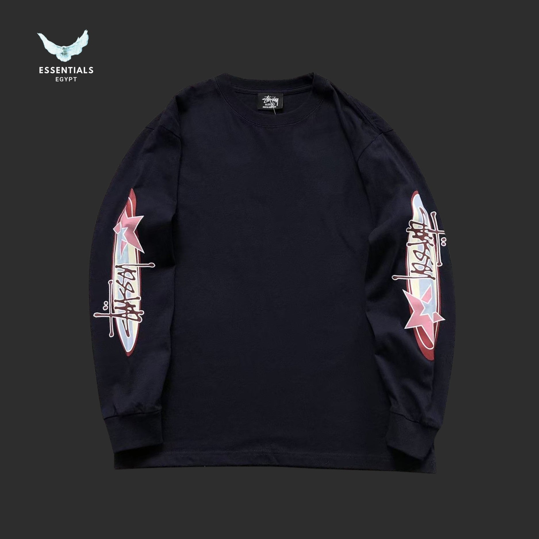 Stussy Two Star sweatshirt in multiple colourways with printed sleeves